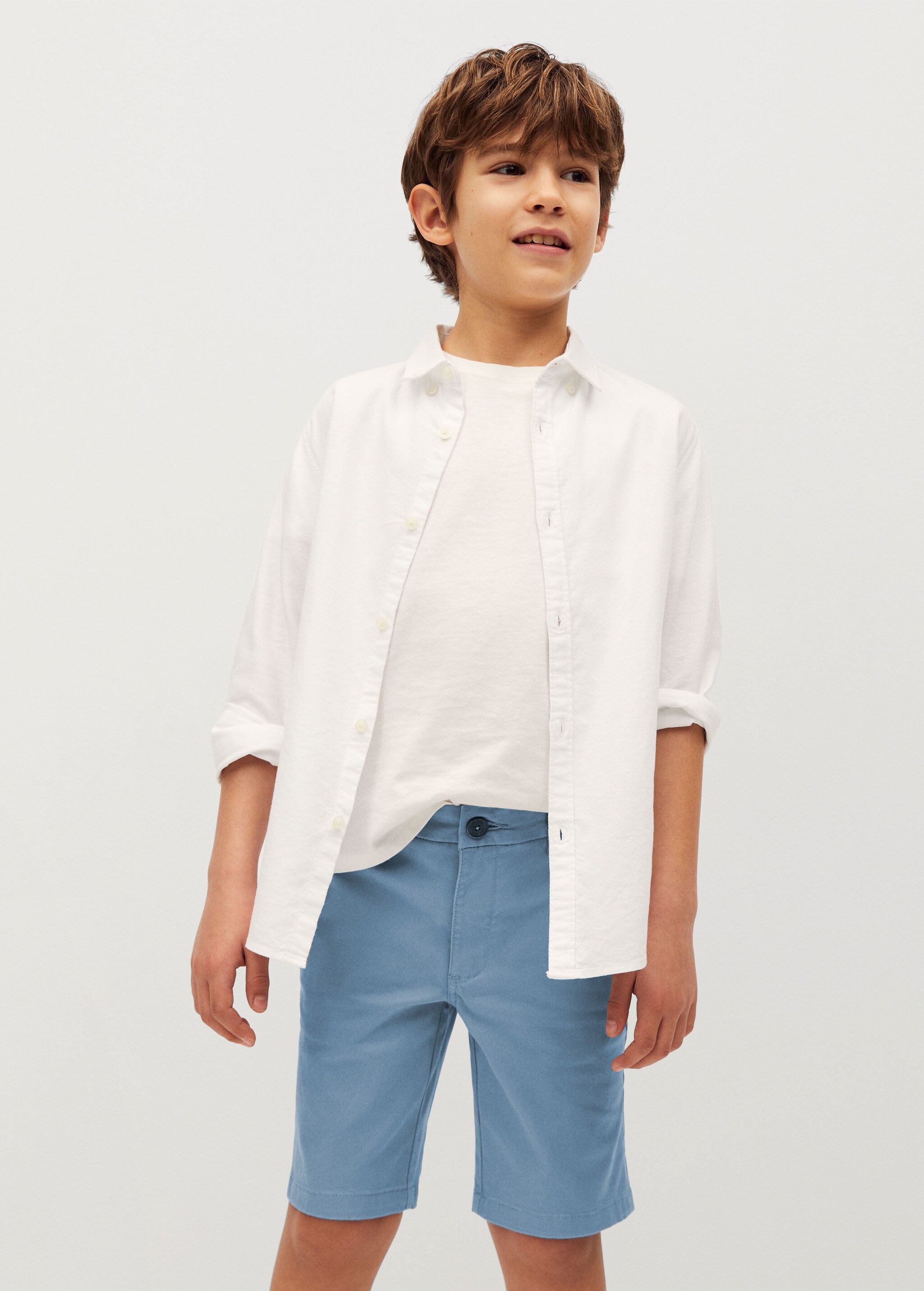 Cotton chino style Bermuda shorts - Medium plane