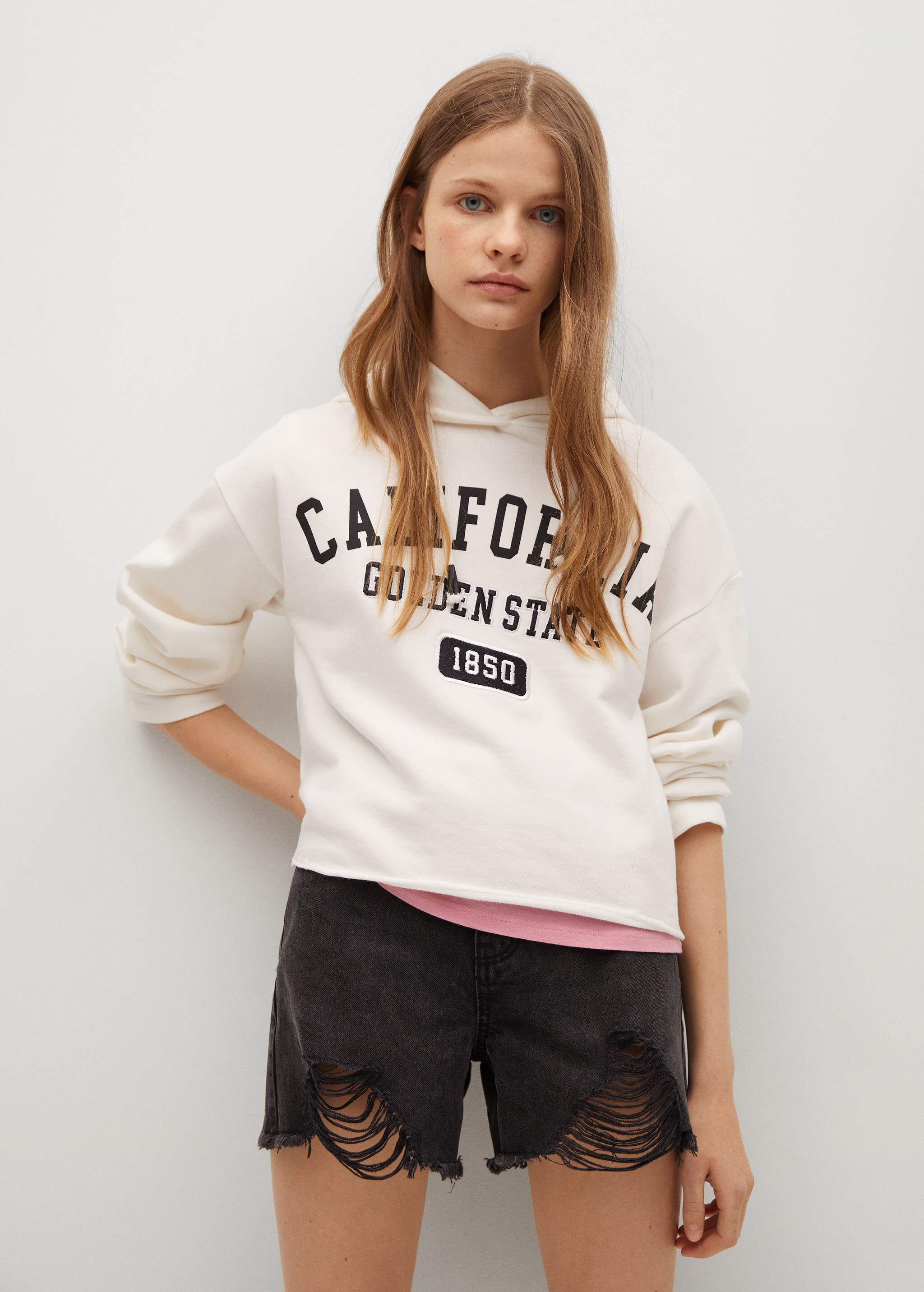 Sudadera mensaje estampado - Plano medio
