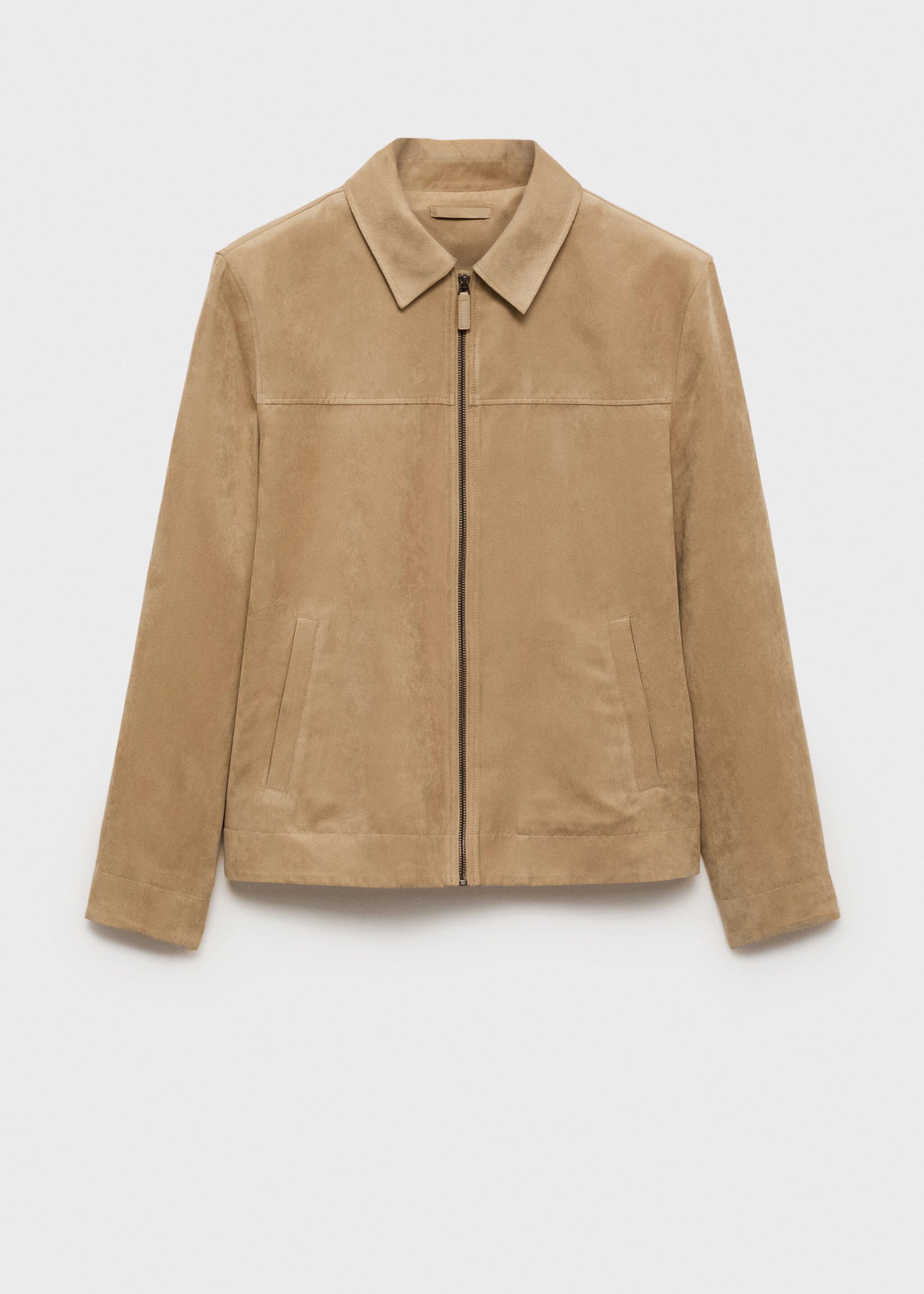 Suede-effect jacket with zip - Article without model, Beige. Ref: 87025917-00.