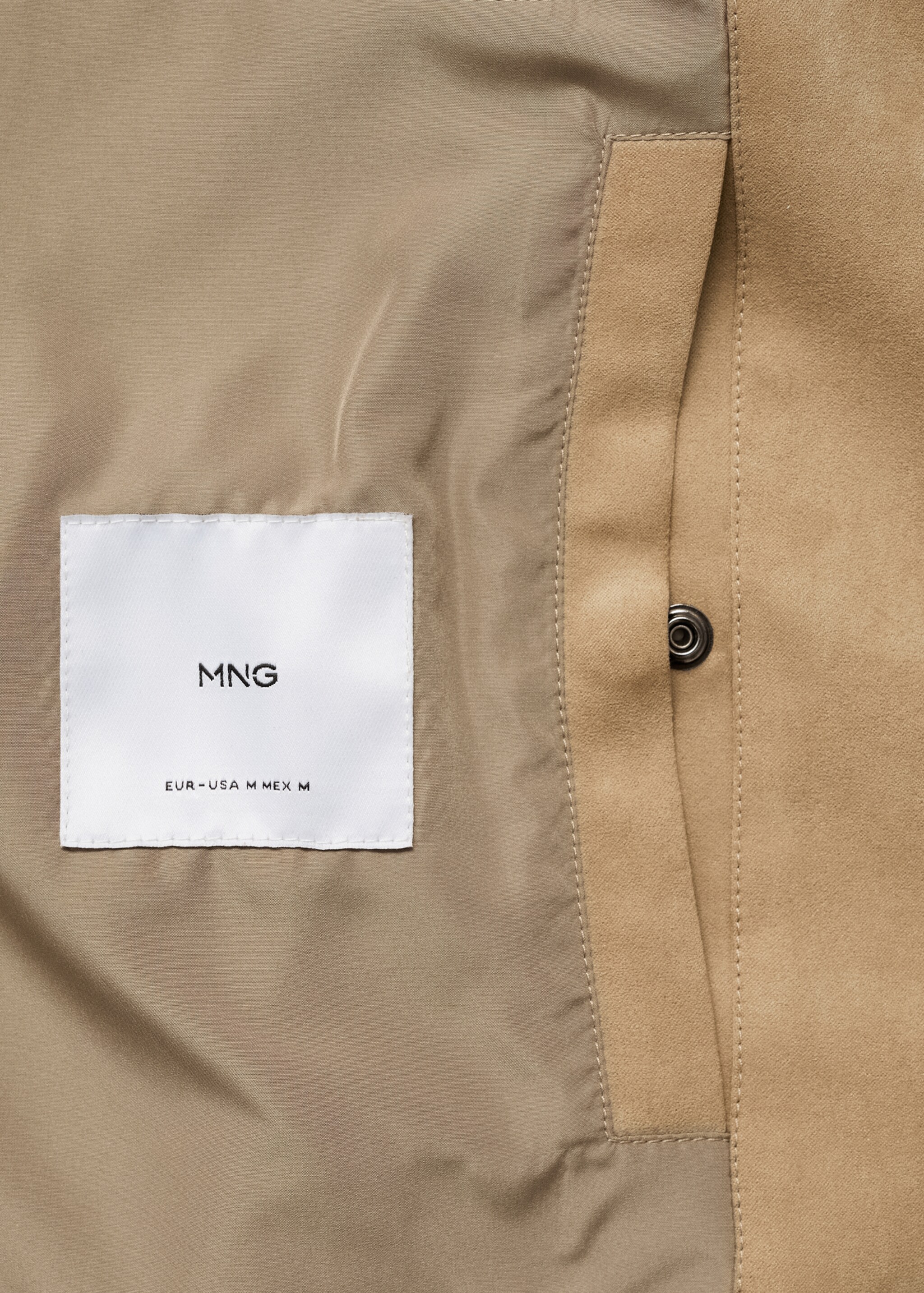 Suede-effect jacket with zip - Details of the article 0, Beige. Ref: 87025917-00.