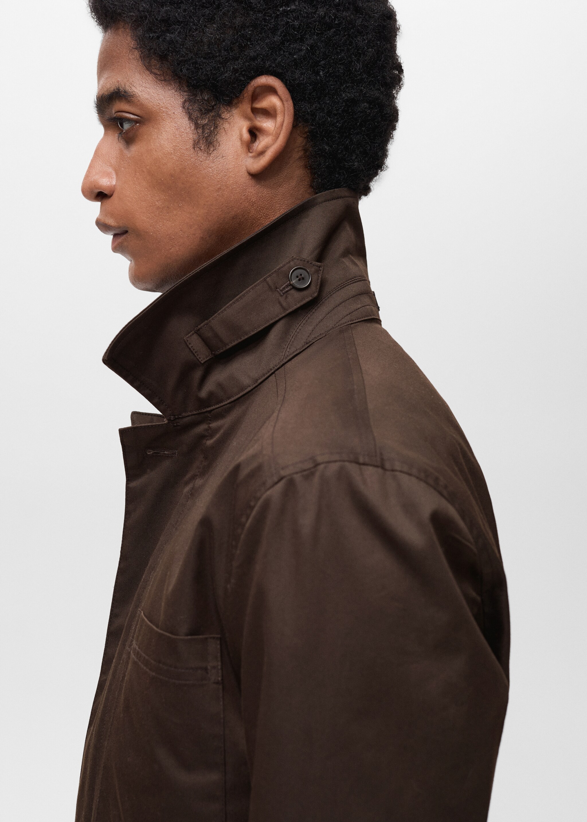 Water-repellent cotton jacket - Details of the article 1, Chocolate. Ref: 87025918-00.