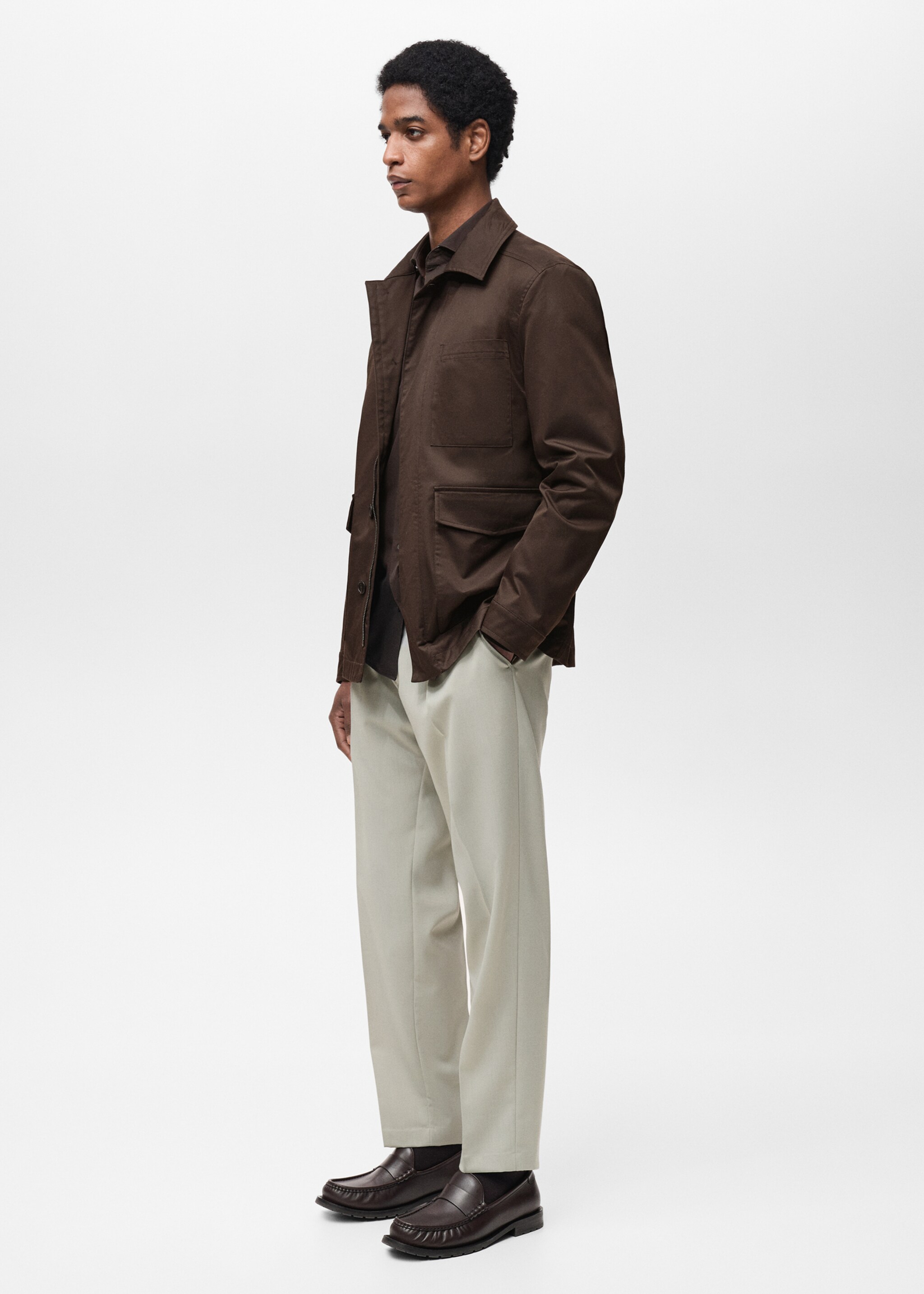 Water-repellent cotton jacket - Details of the article 2, Chocolate. Ref: 87025918-00.