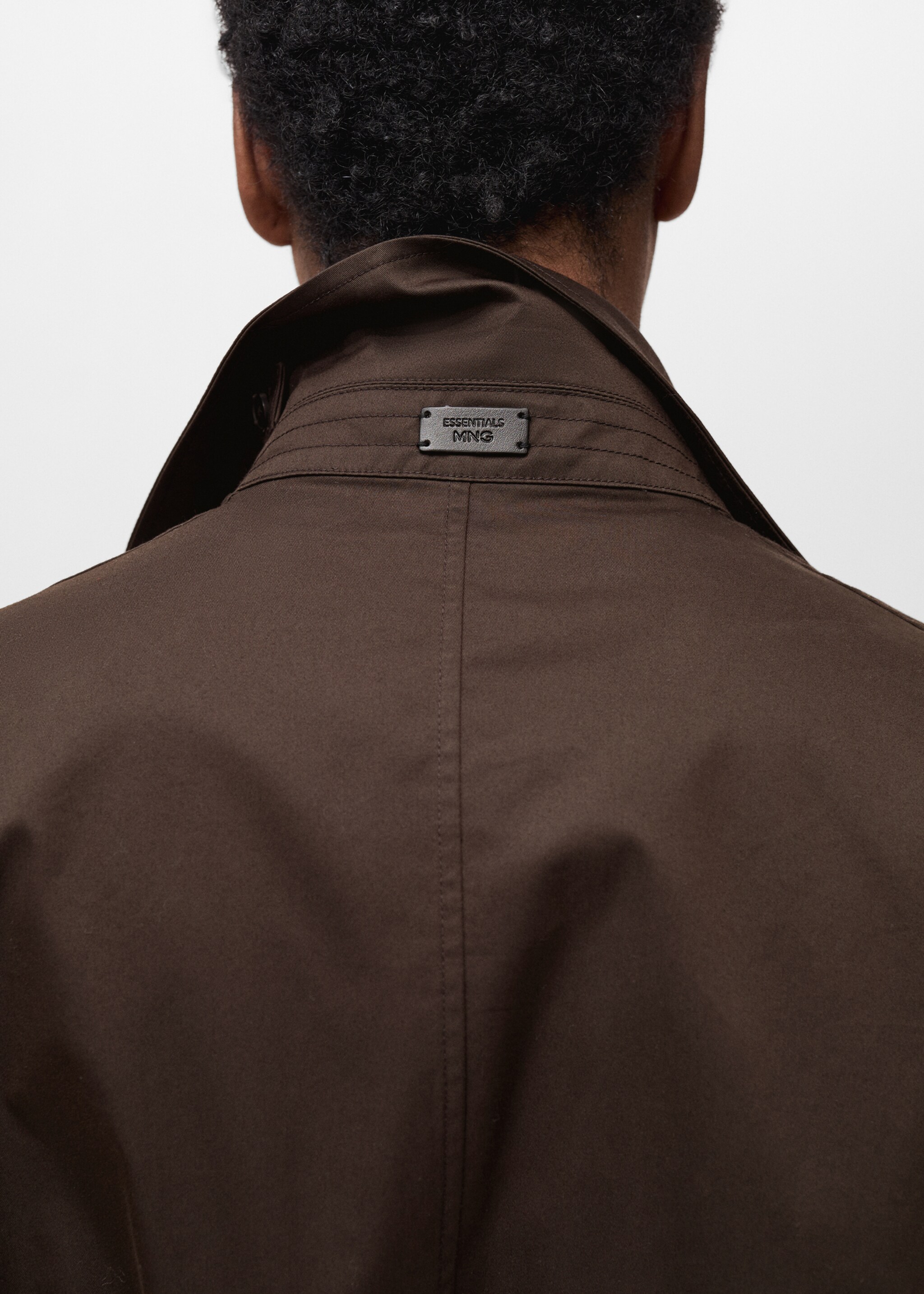 Water-repellent cotton jacket - Details of the article 6, Chocolate. Ref: 87025918-00.