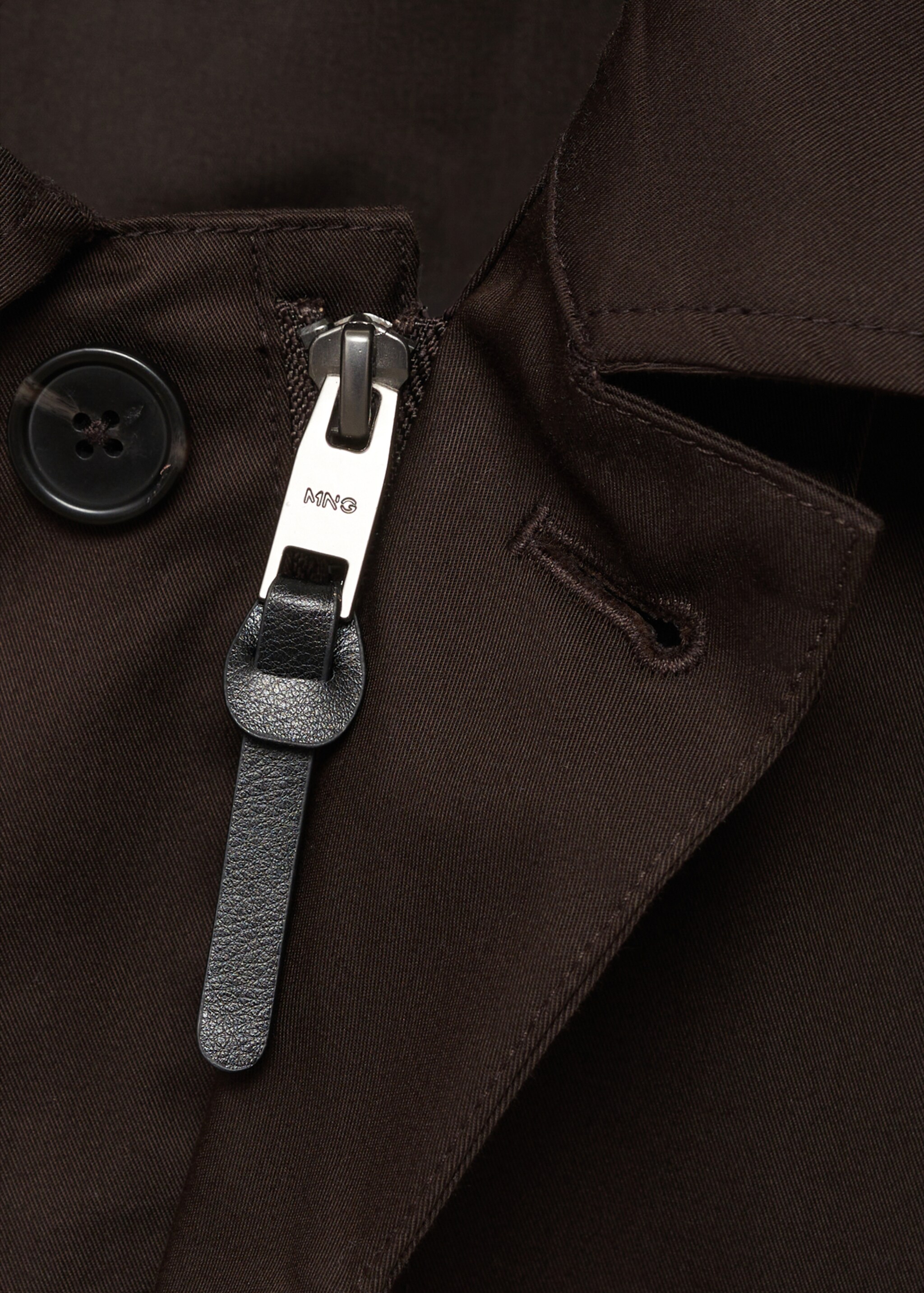 Water-repellent cotton jacket - Details of the article 8, Chocolate. Ref: 87025918-00.