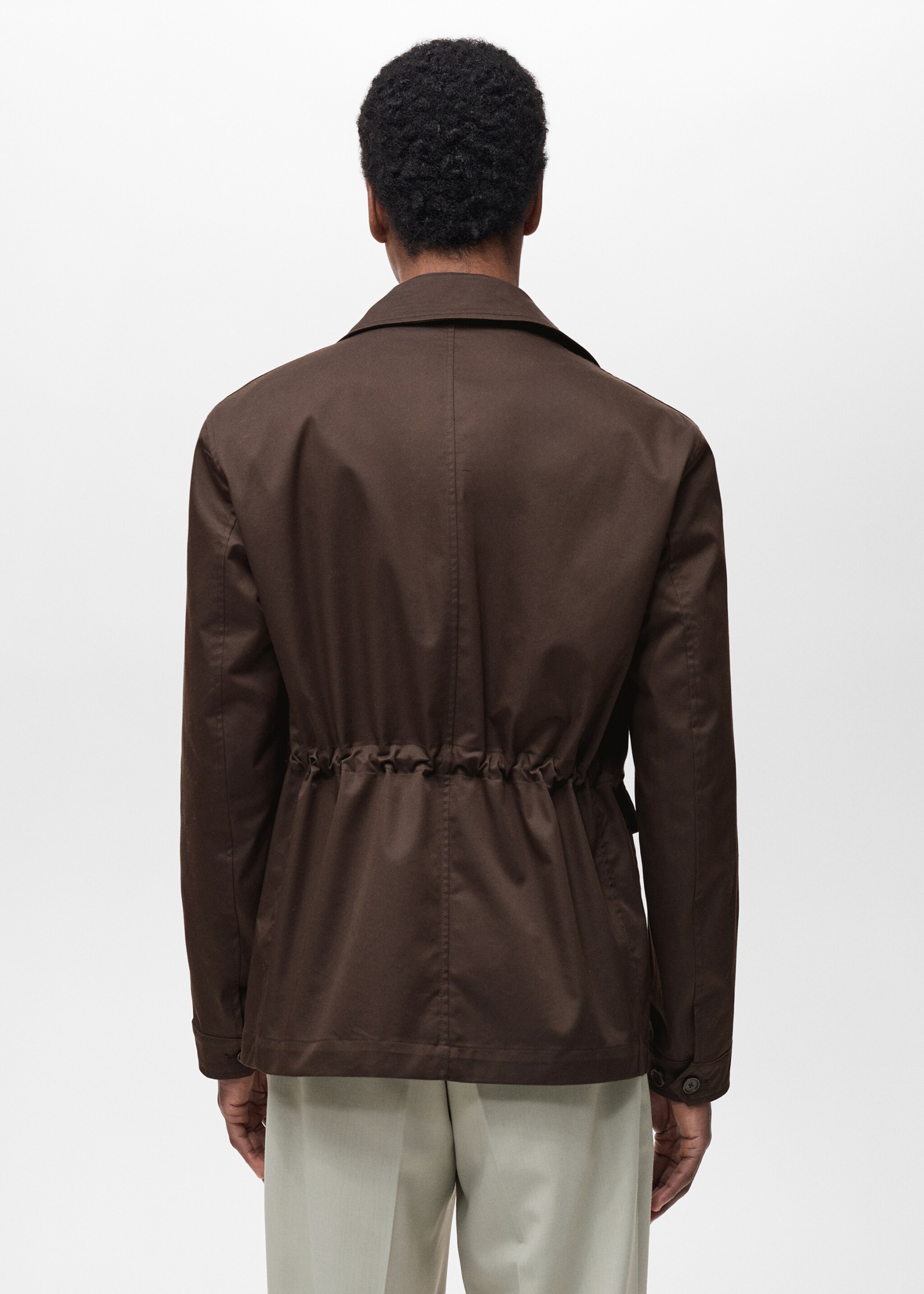 Water-repellent cotton jacket - Reverse of the article, Chocolate. Ref: 87025918-00.