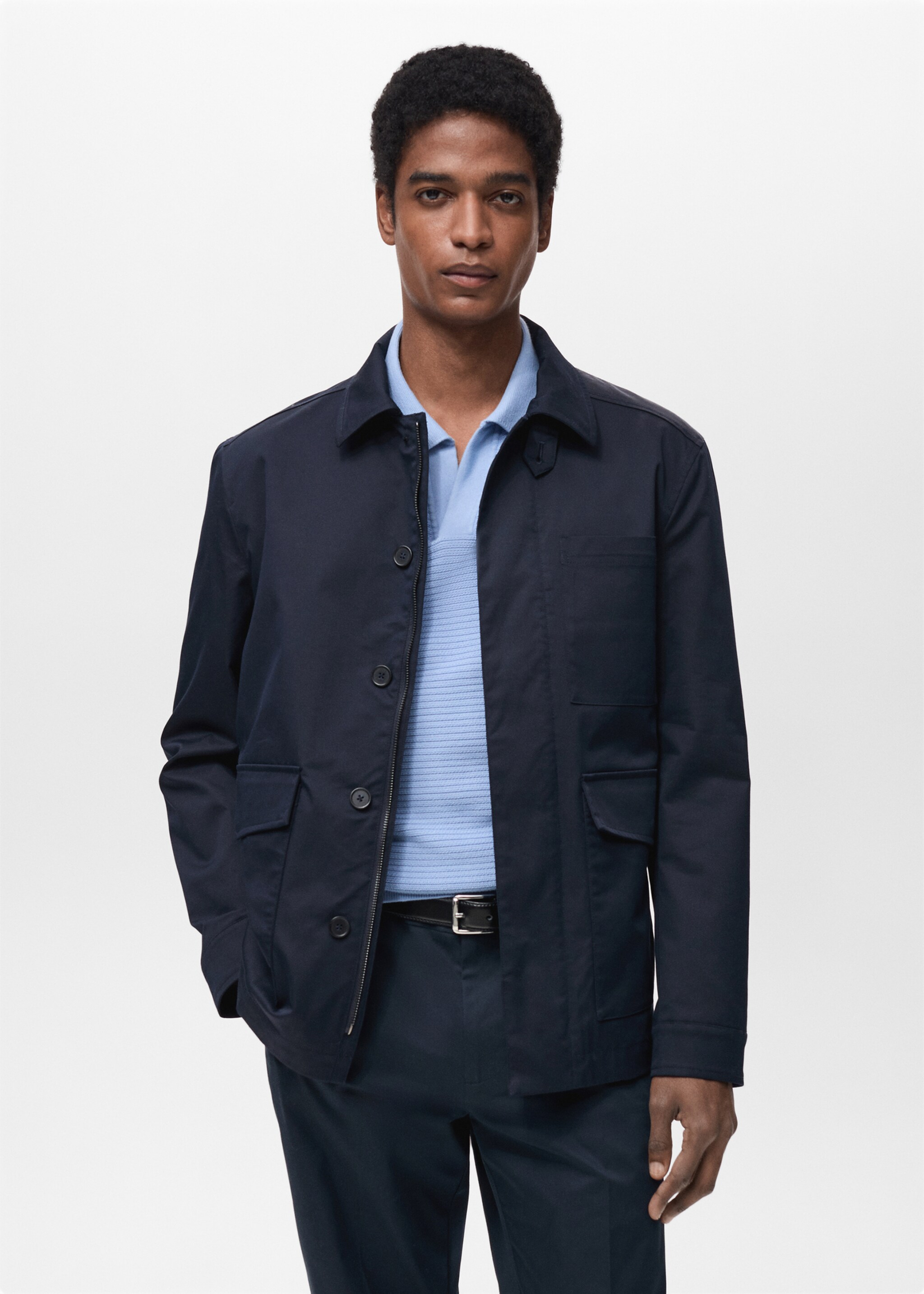 Water-repellent cotton jacket - Medium plane, Night Blue. Ref: 87025918-00.