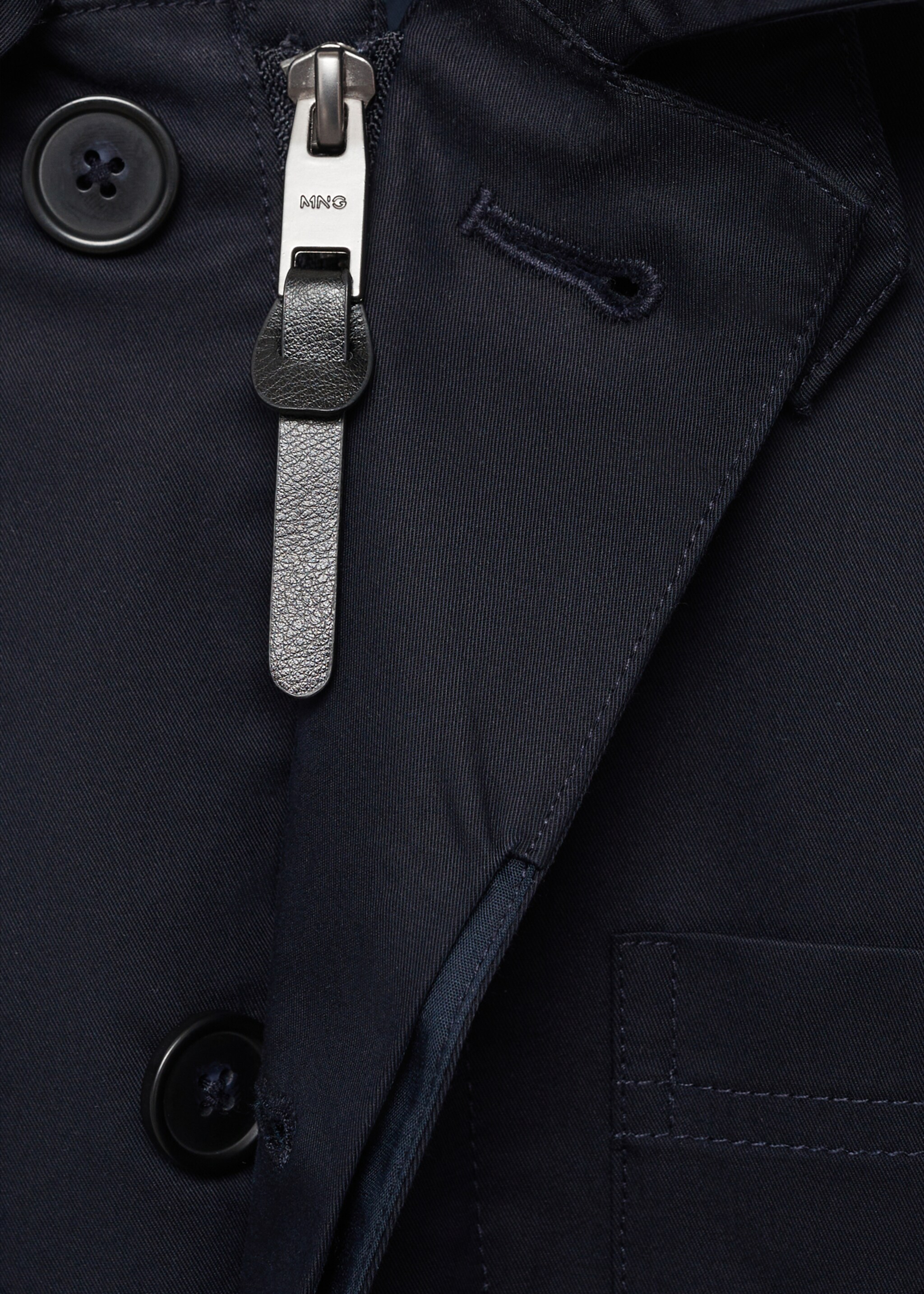 Water-repellent cotton jacket - Details of the article 8, Night Blue. Ref: 87025918-00.