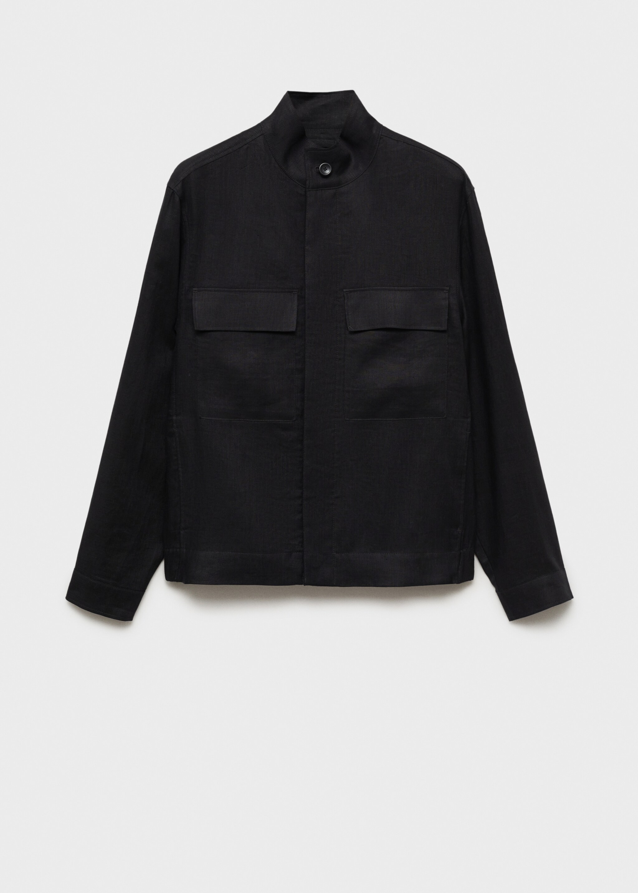 100% linen turtleneck jacket - Article without model, Black. Ref: 87025920-00.