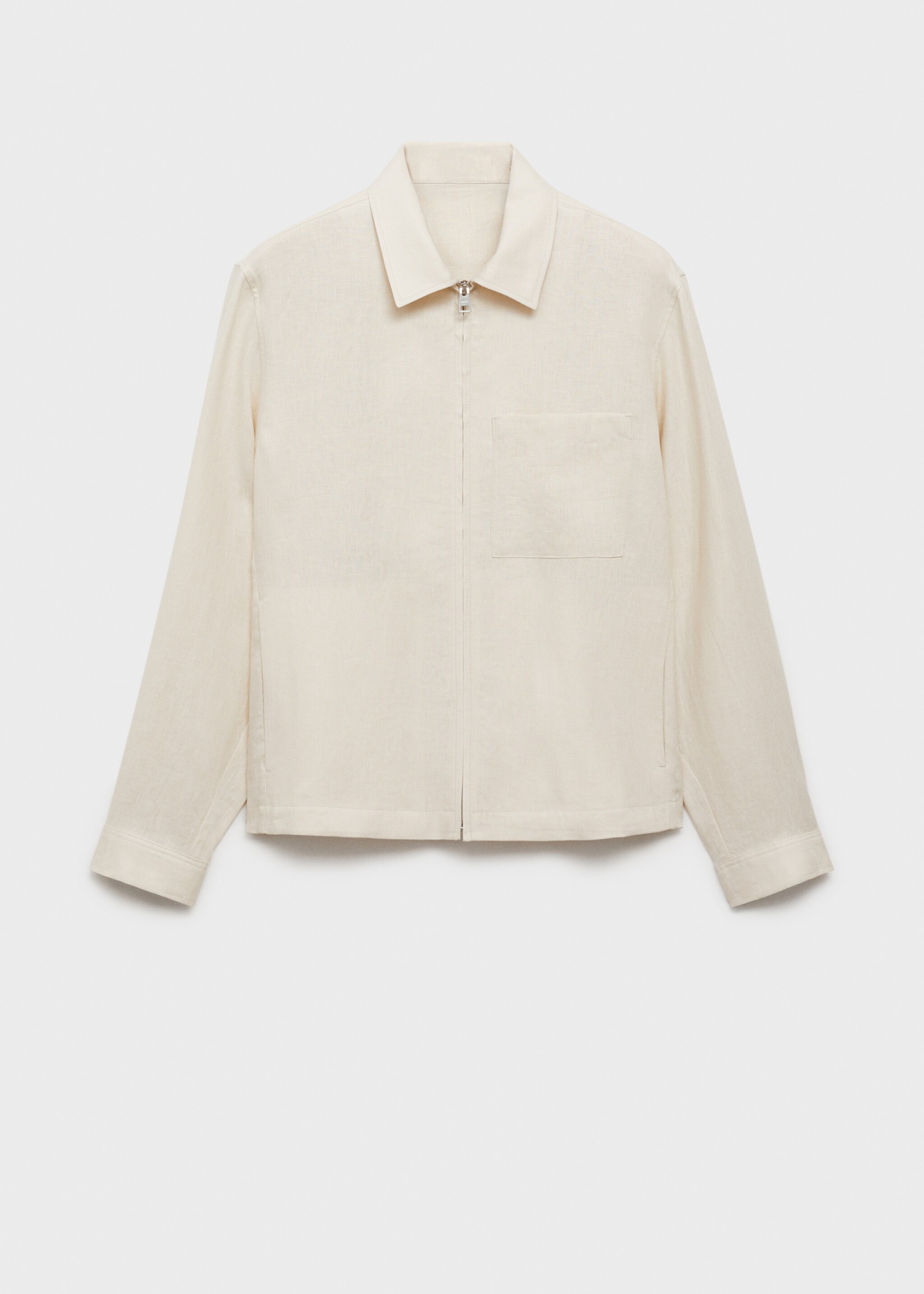 Chaqueta 100% lino cremallera - Artículo sin modelo, Blanco marfil. Ref: 87025921-00.