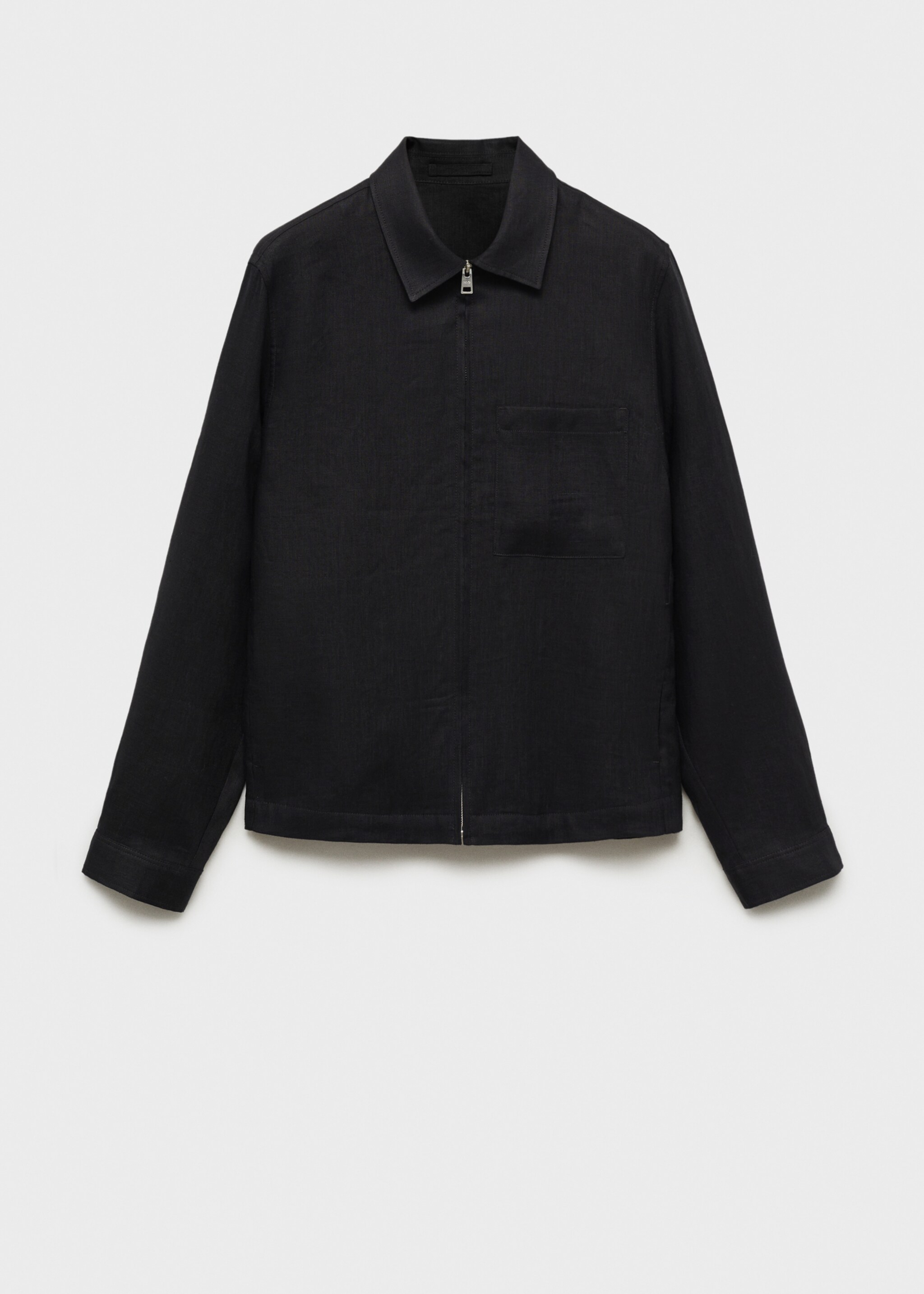 Veste 100 % lin fermeture Éclair - Article sans modèle, Noir. Ref: 87025921-00.