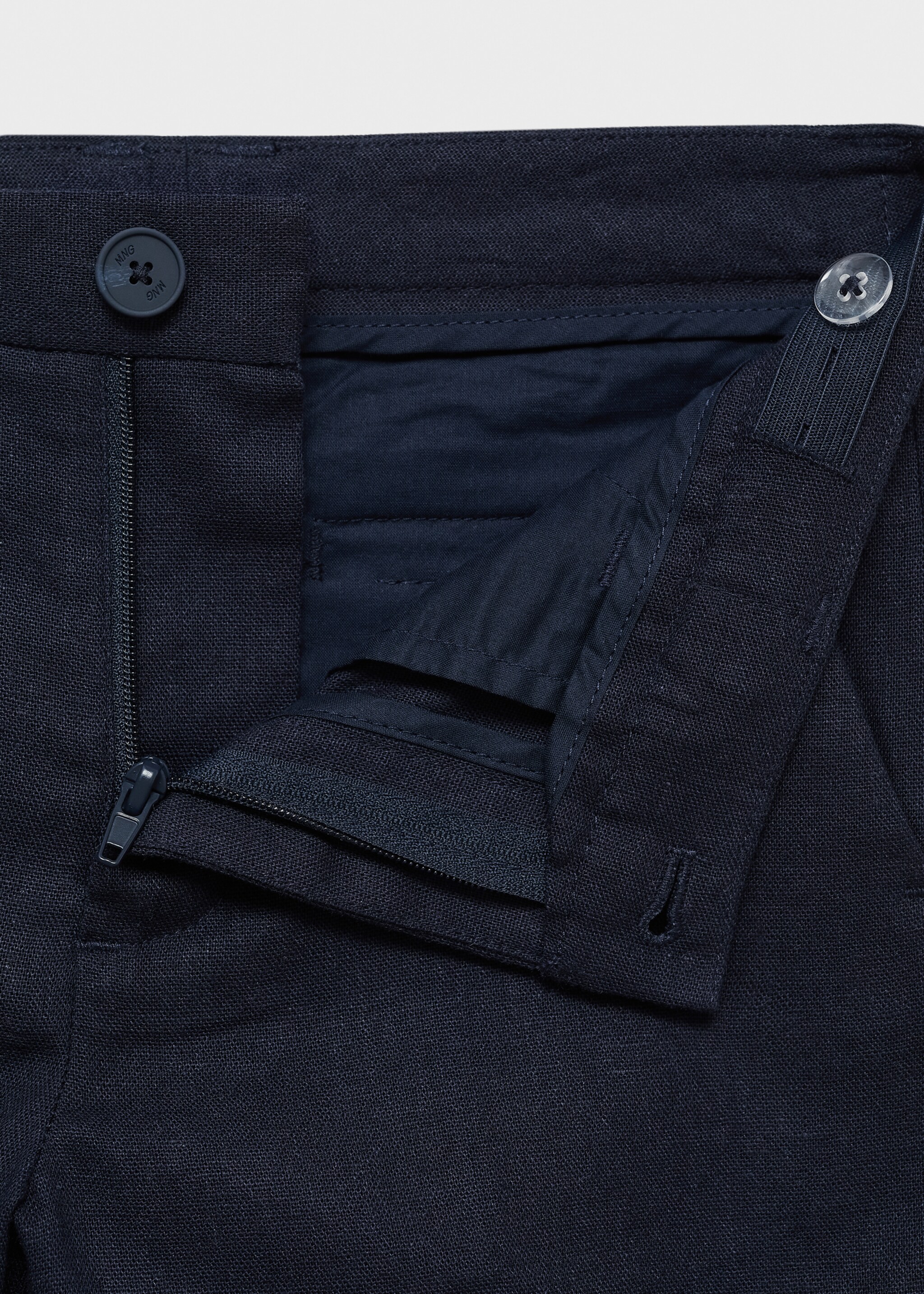 Linen suit trousers - Details of the article 8, Dark Navy. Ref: 87025924-00.