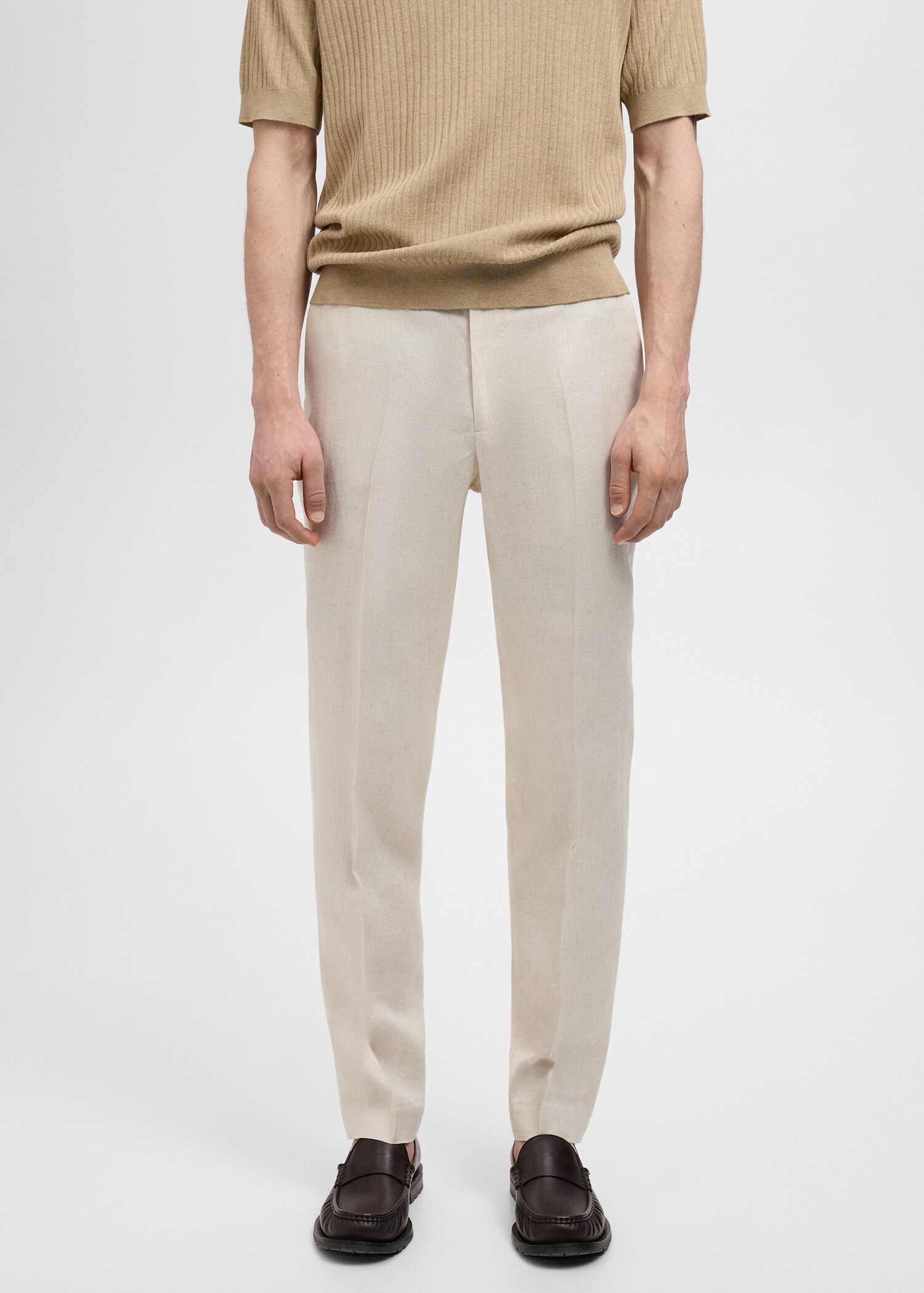 Amalfi 100% linen slim fit suit trousers - Medium plane