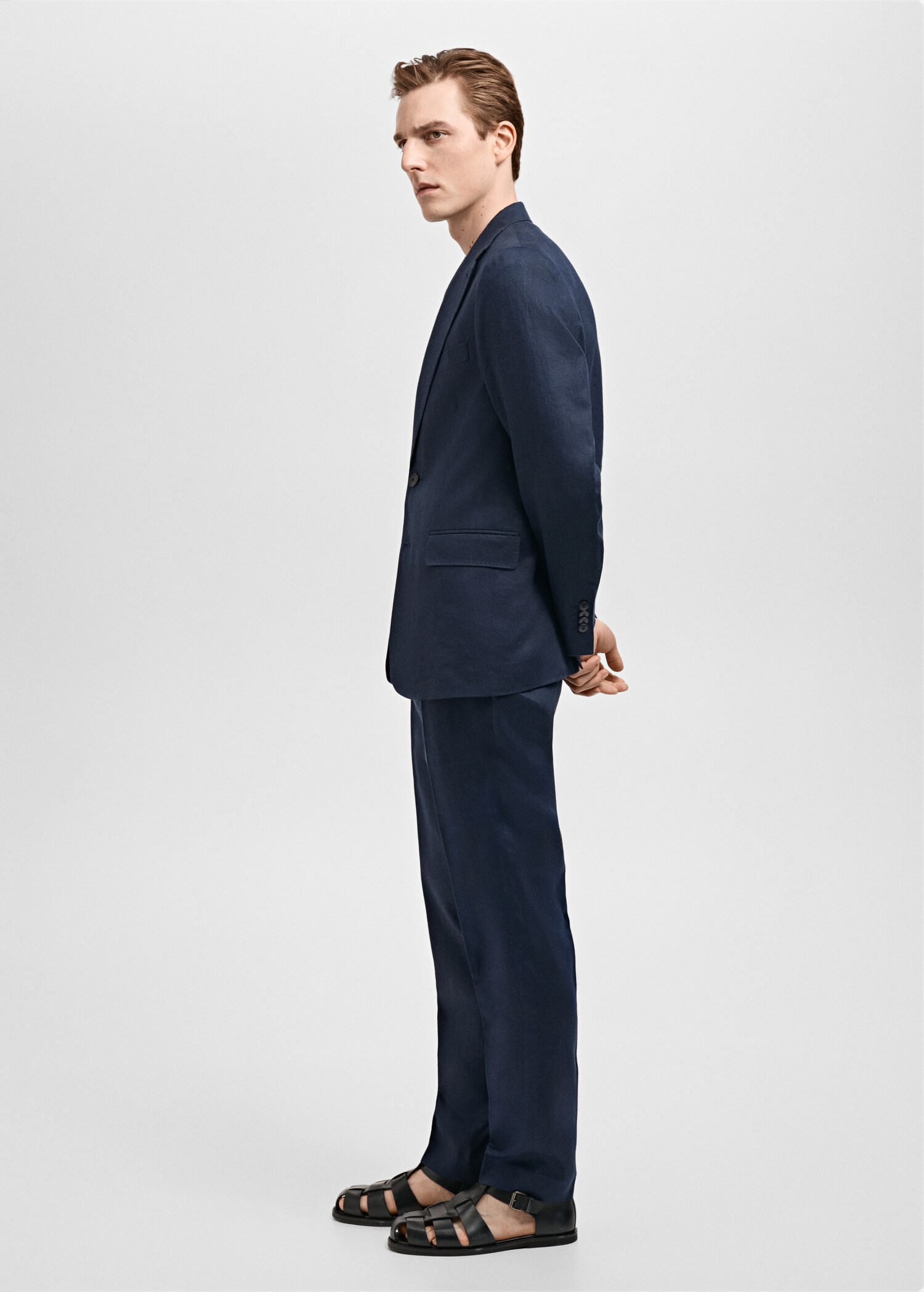 Amalfi 100% linen slim fit suit trousers - Details of the article 2