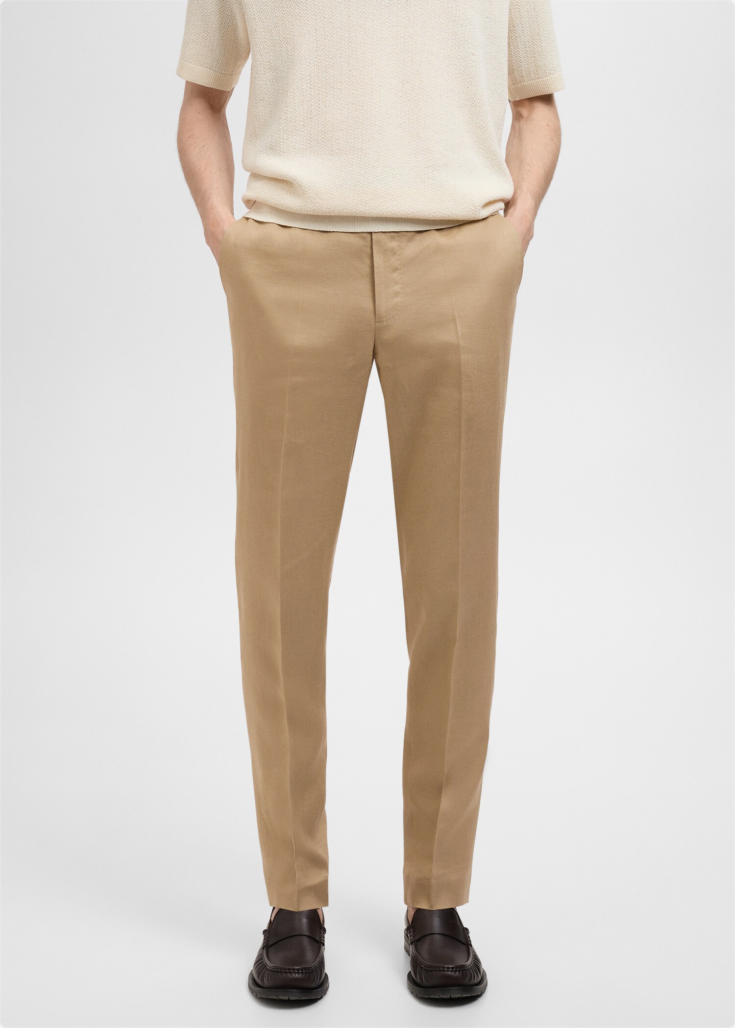 Amalfi 100% linen slim fit suit trousers - Medium plane