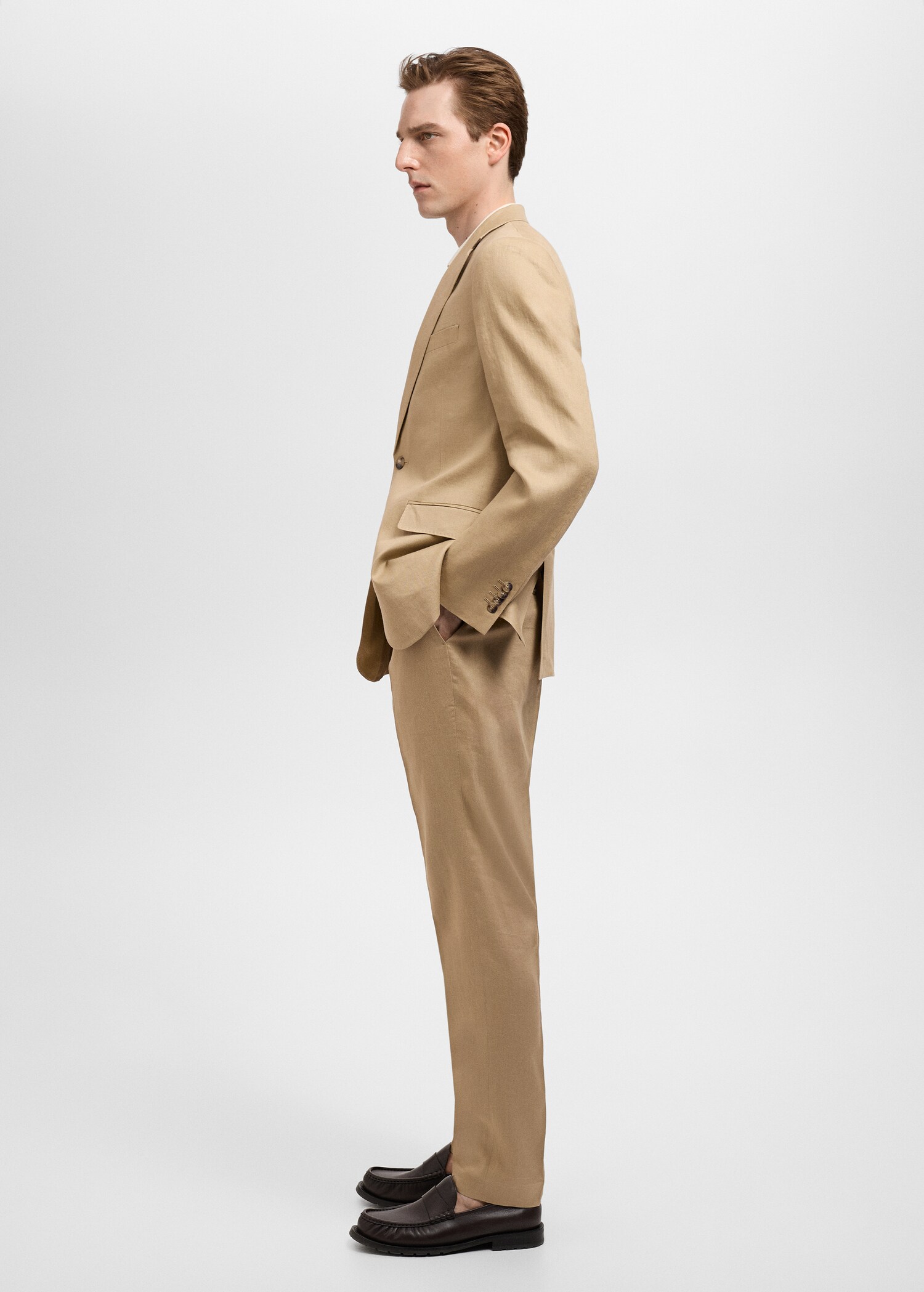 Amalfi 100% linen slim fit suit trousers - Details of the article 2