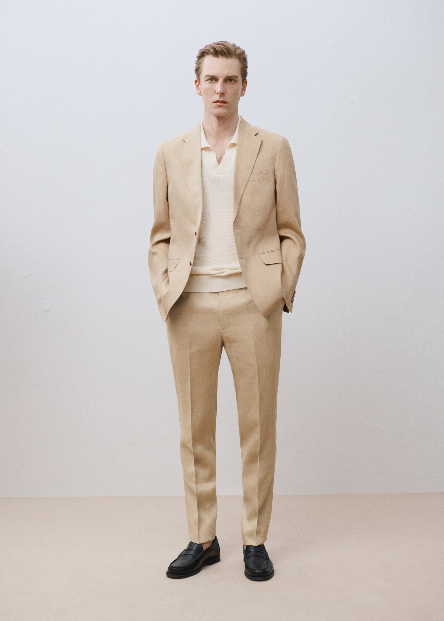 Amalfi 100% linen slim fit suit trousers - Details of the article 5