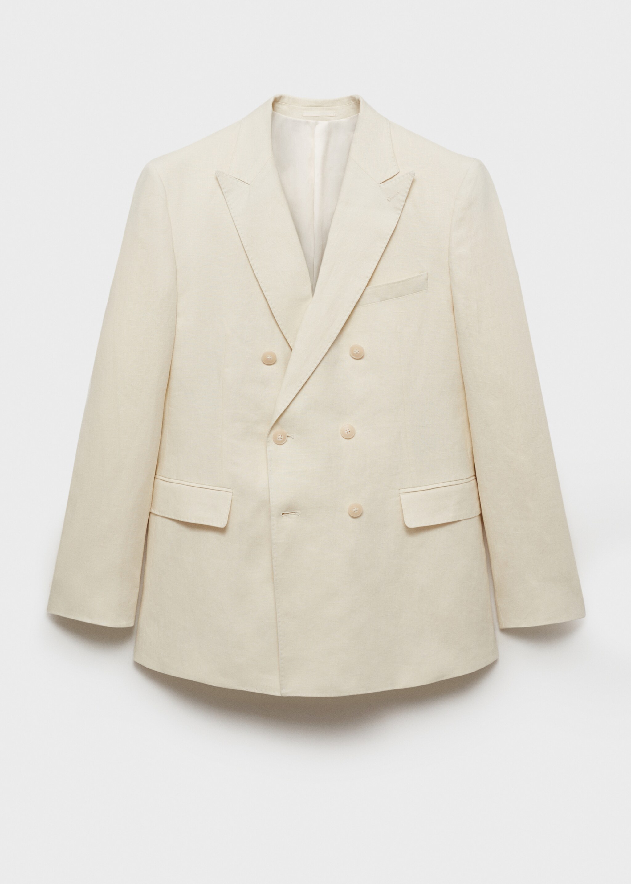 Veste costume croisée Amalfi 100 % lin slim-fit - Article sans modèle, Ivoire. Ref: 87025931-00.