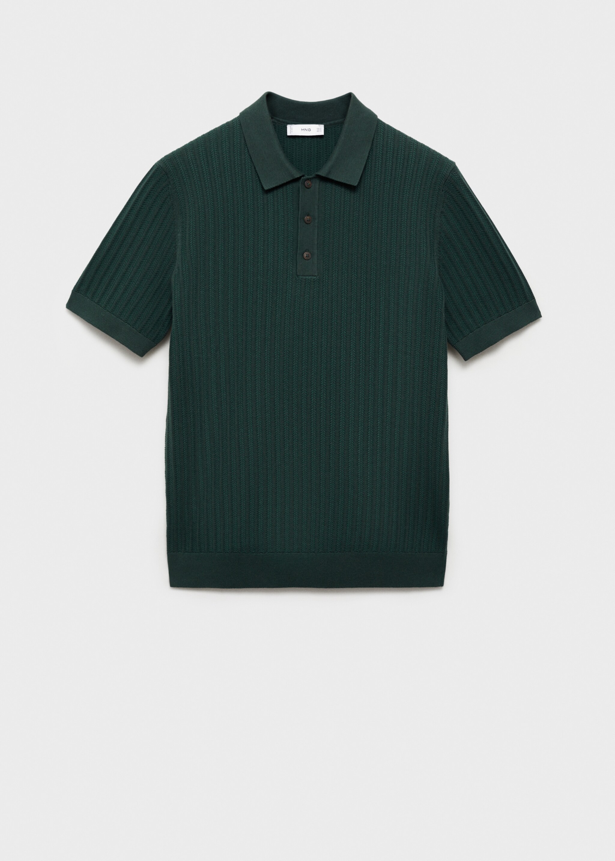 Fine-knit herringbone polo shirt - Article without model, Dark Green. Ref: 87025938-00.