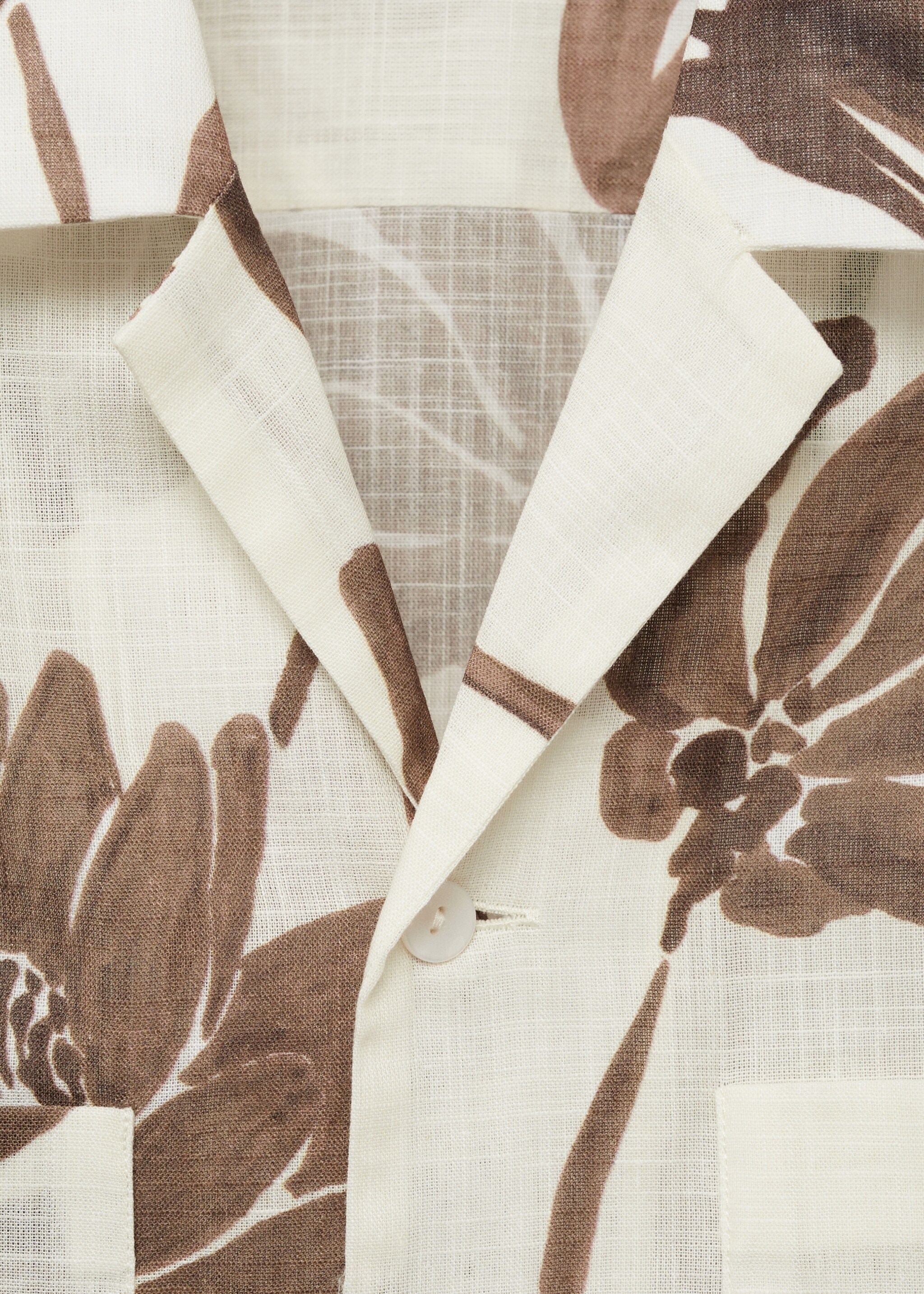 Overhemd met bloemenprint en bowlingkraag - Detail van het artikel 8, Bruin. Ref: 87025939-00.