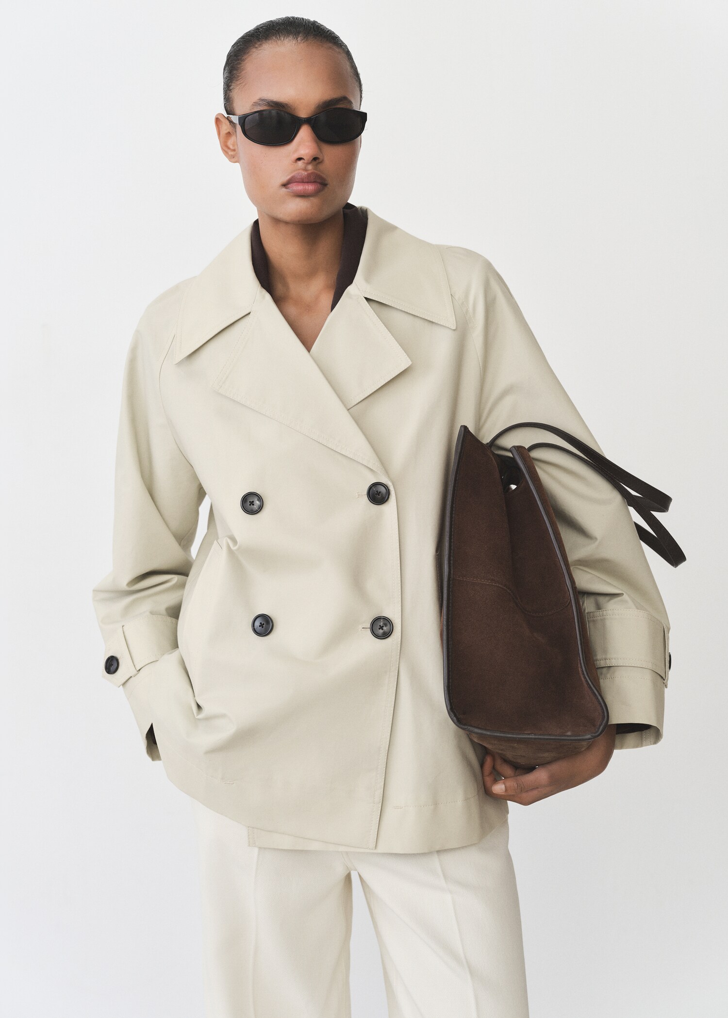 Short double-breasted trench coat - Medium plane