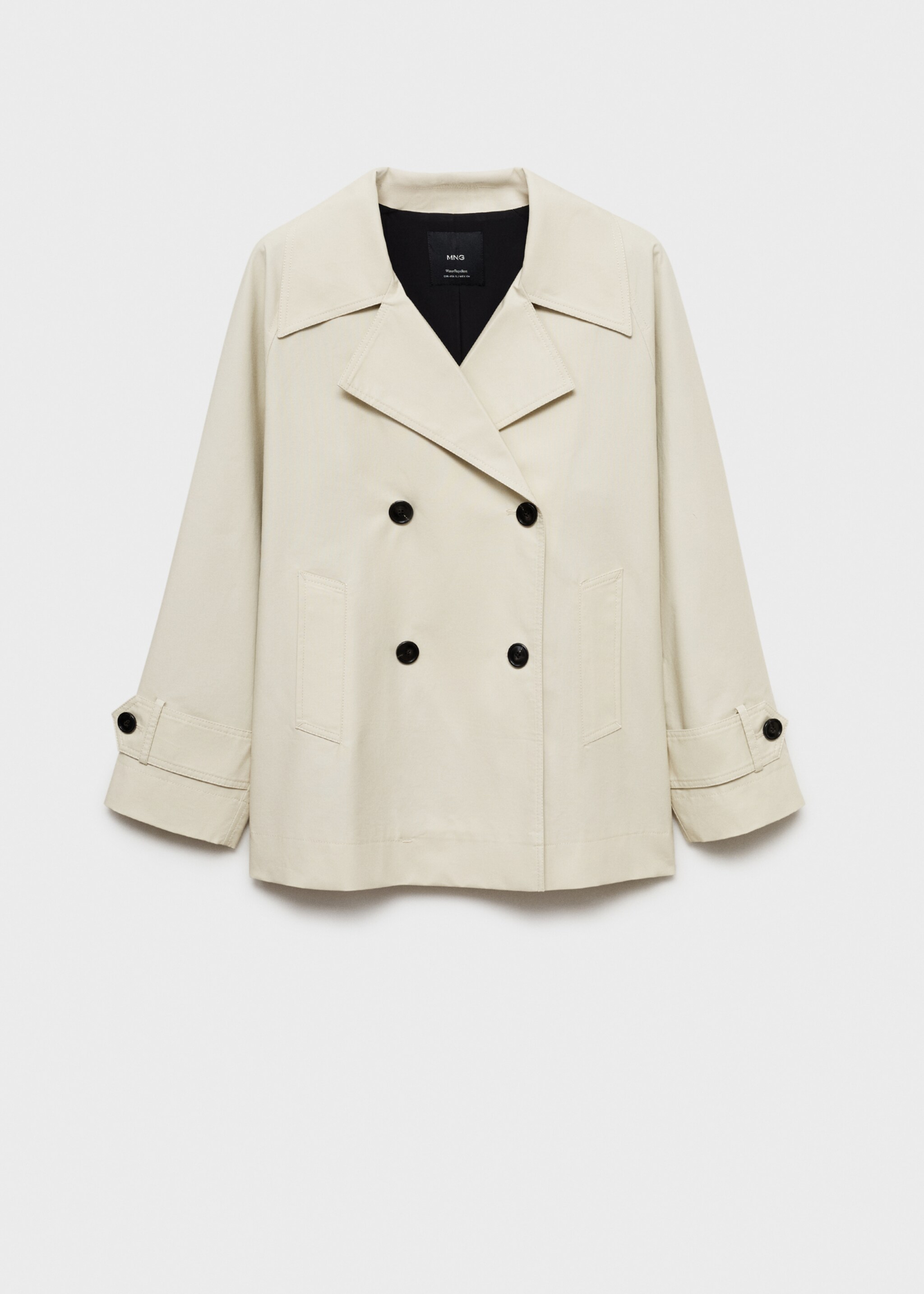 Short double-breasted trench coat - Article without model, Light/Pastel Grey. Ref: 87025949-00.