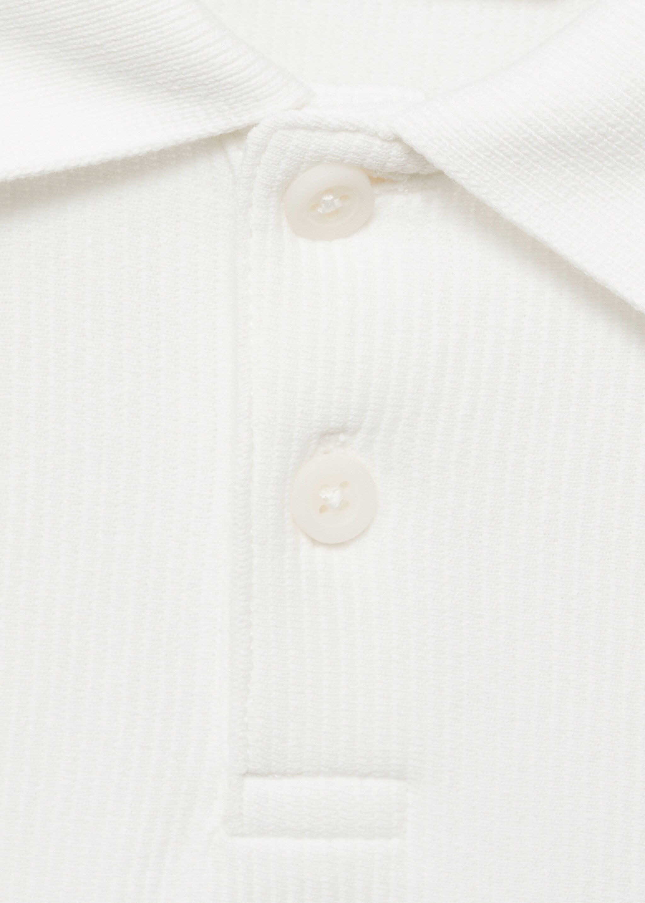Ribbed cotton polo shirt - Details of the article 8, Off White. Ref: 87025950-00.