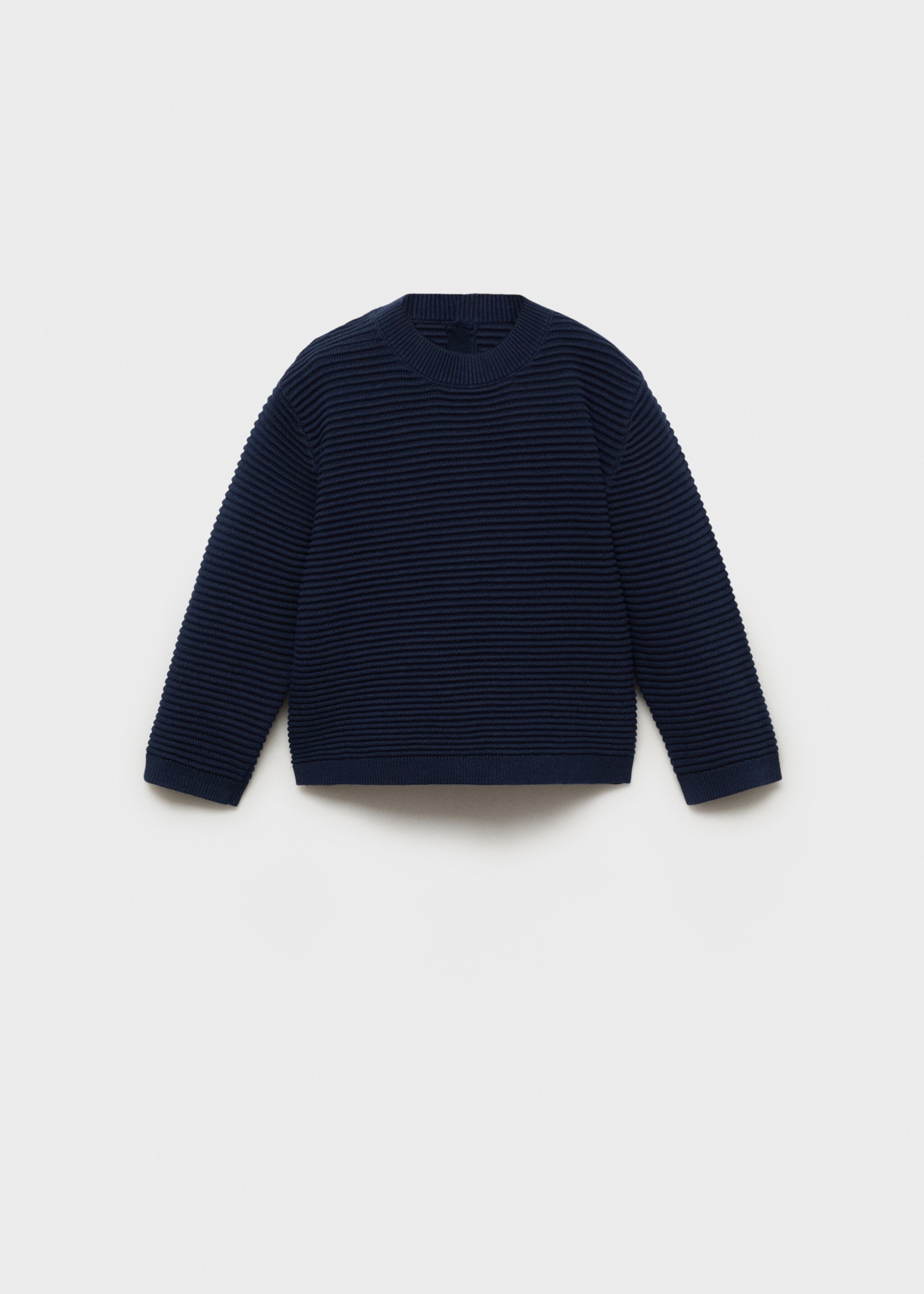 Cotton-knitted embossed sweater - Article without model, Dark Navy. Ref: 87025951-00.