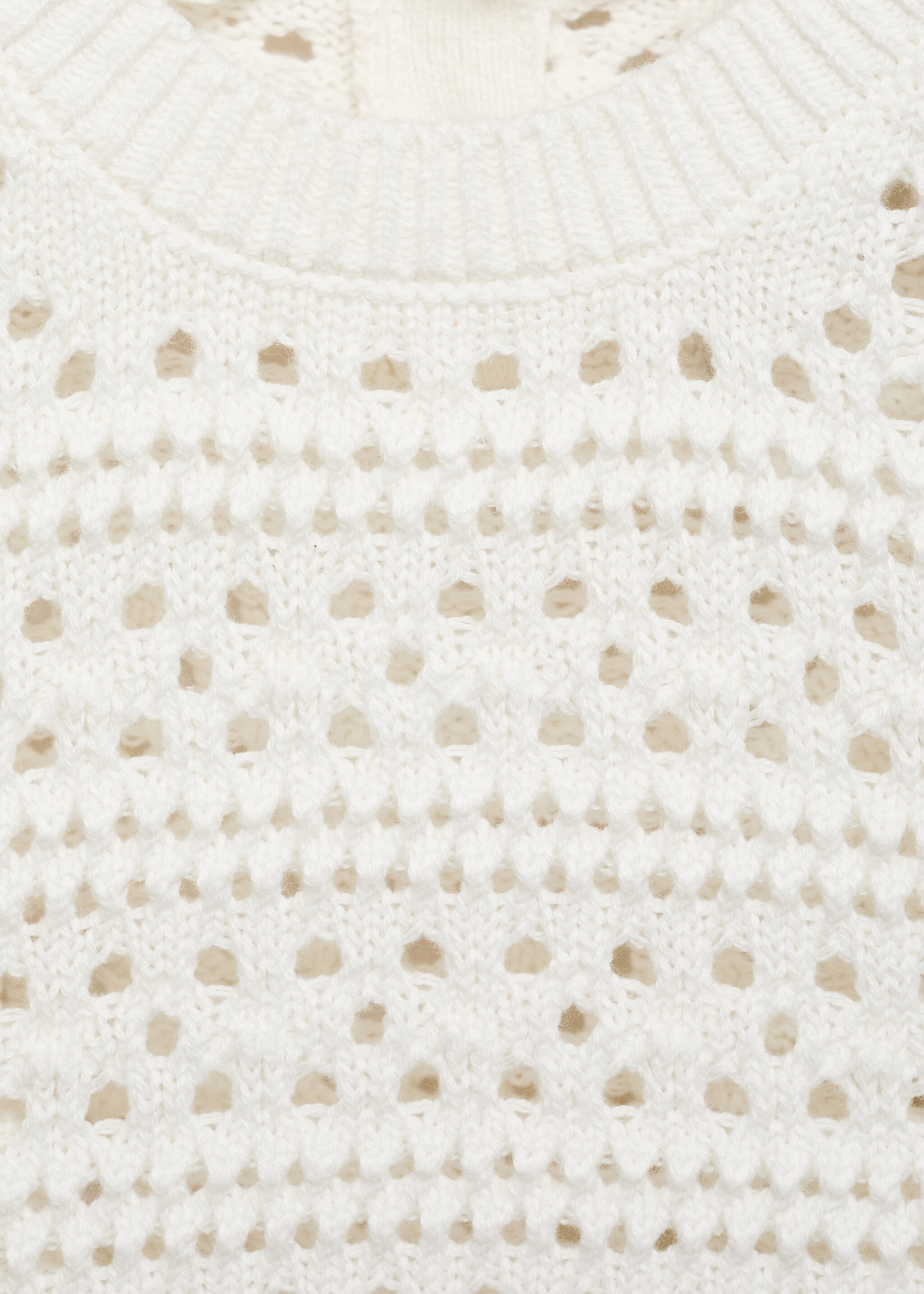 Openwork cotton sweater - Details of the article 8, White. Ref: 87025952-00.