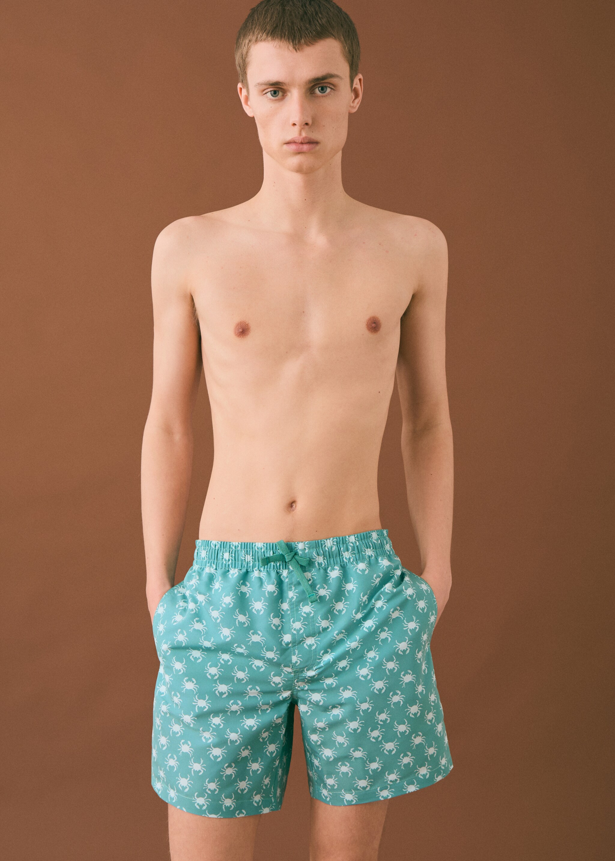 Crab-print swimsuit - Medium plane, Pastel Green. Ref: 87025954-00.