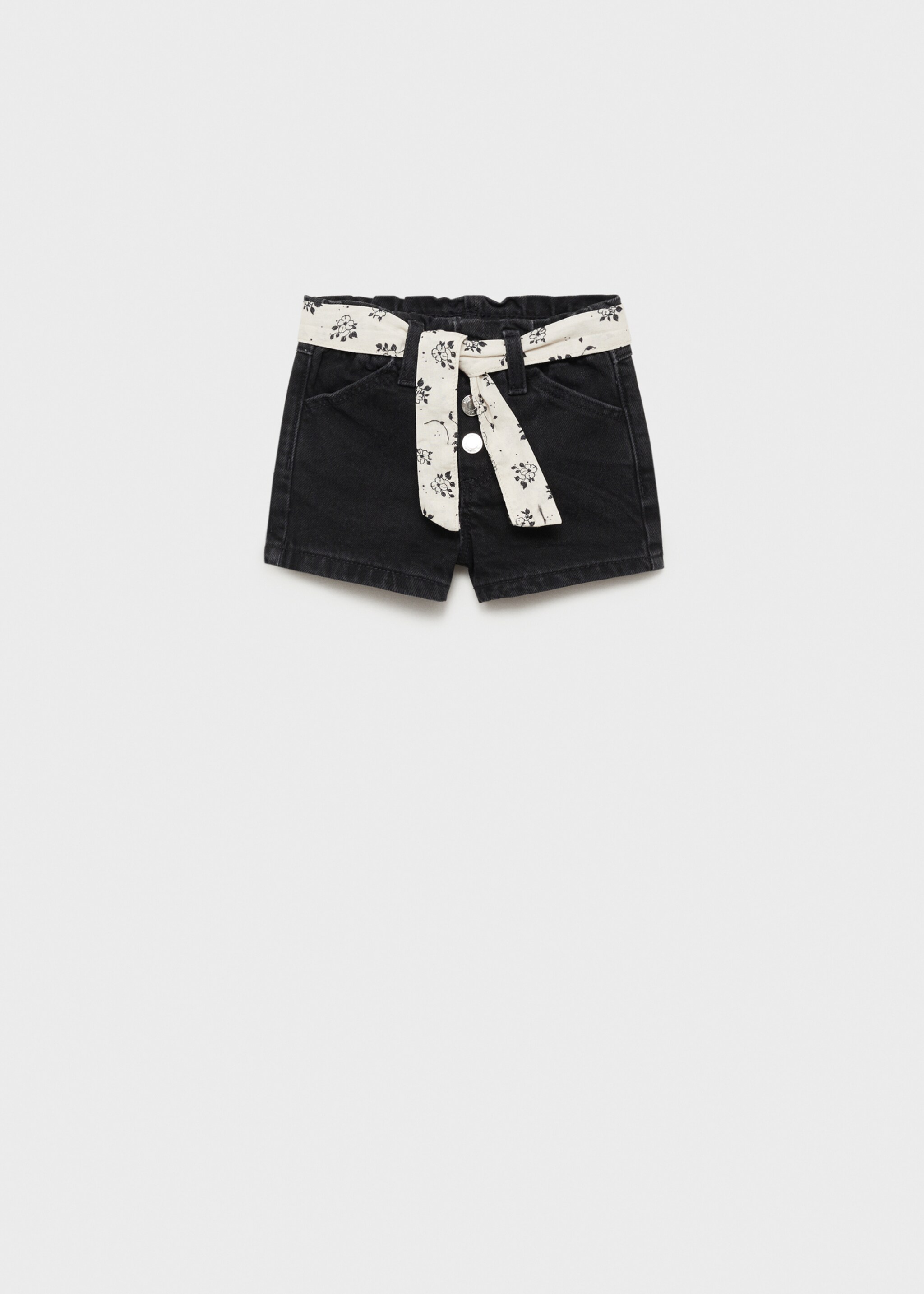 Denim shorts with belt - Article without model, Black denim. Ref: 87025955-00.