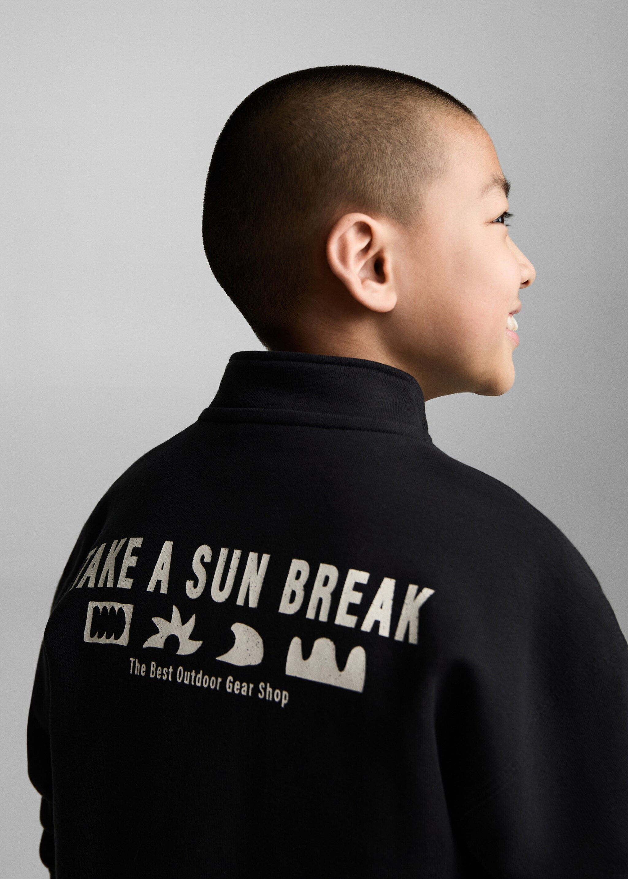 Mikina s vysokým límcem na zip - Zadní strana zboží, Šedá antracit. Ref: 87025959-00.