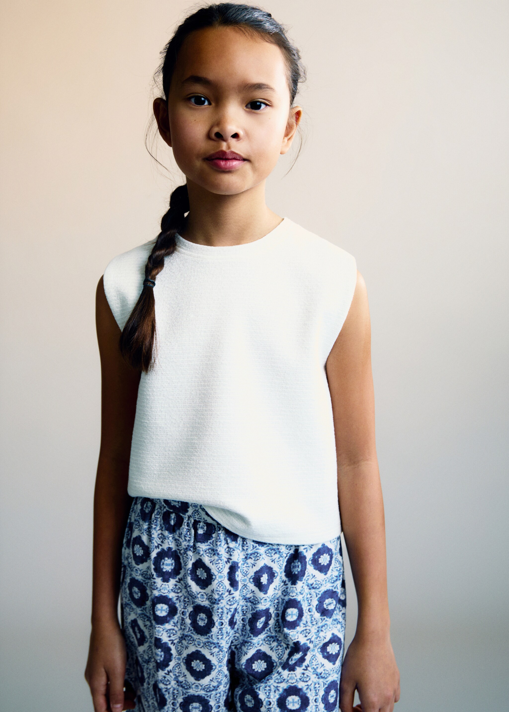 Textured cotton T-shirt - Medium plane, Off White. Ref: 87025962-00.