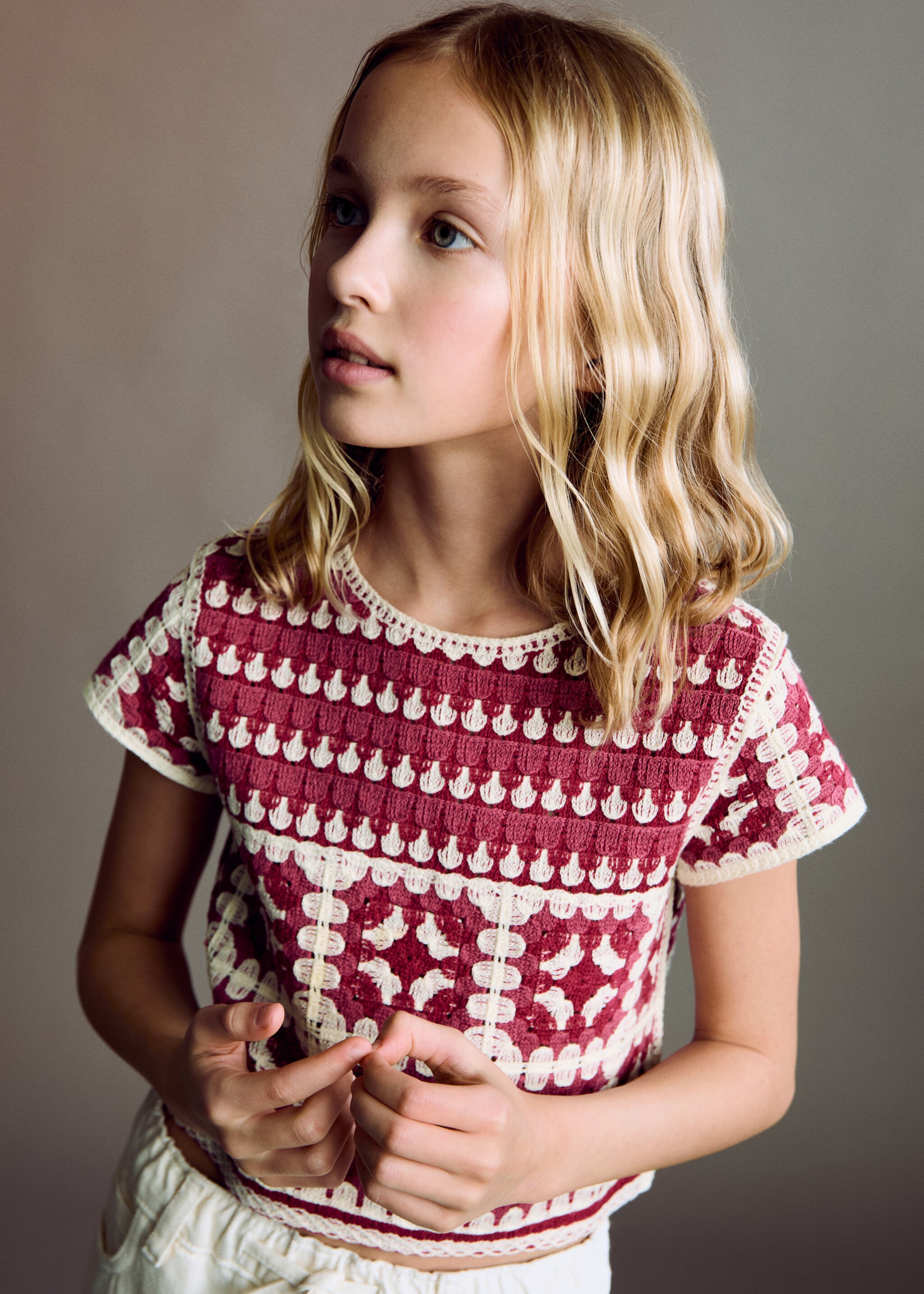 Top crop crochet - Plano medio, Fresa. Ref: 87025981-00.