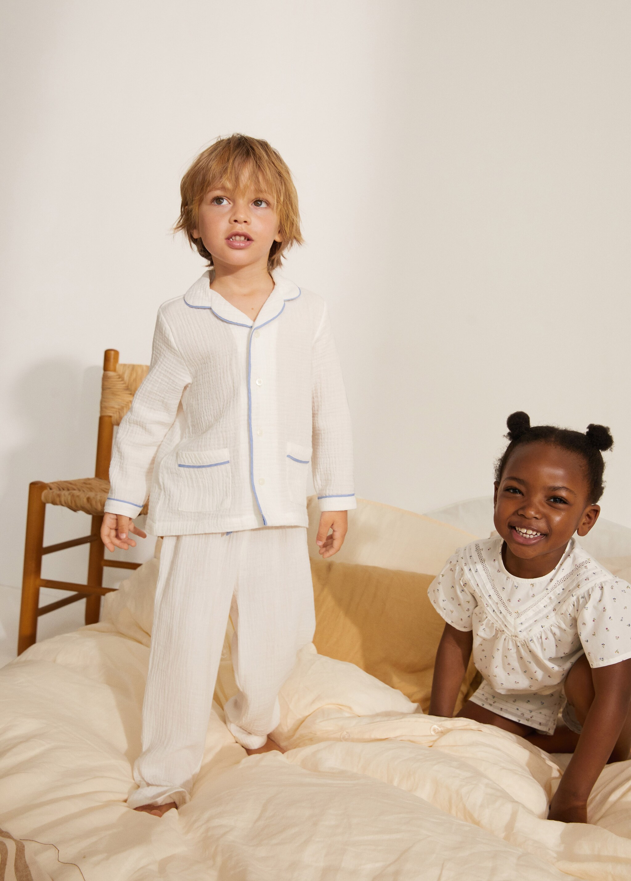 Pijama largo algodón orgánico - Plano medio
