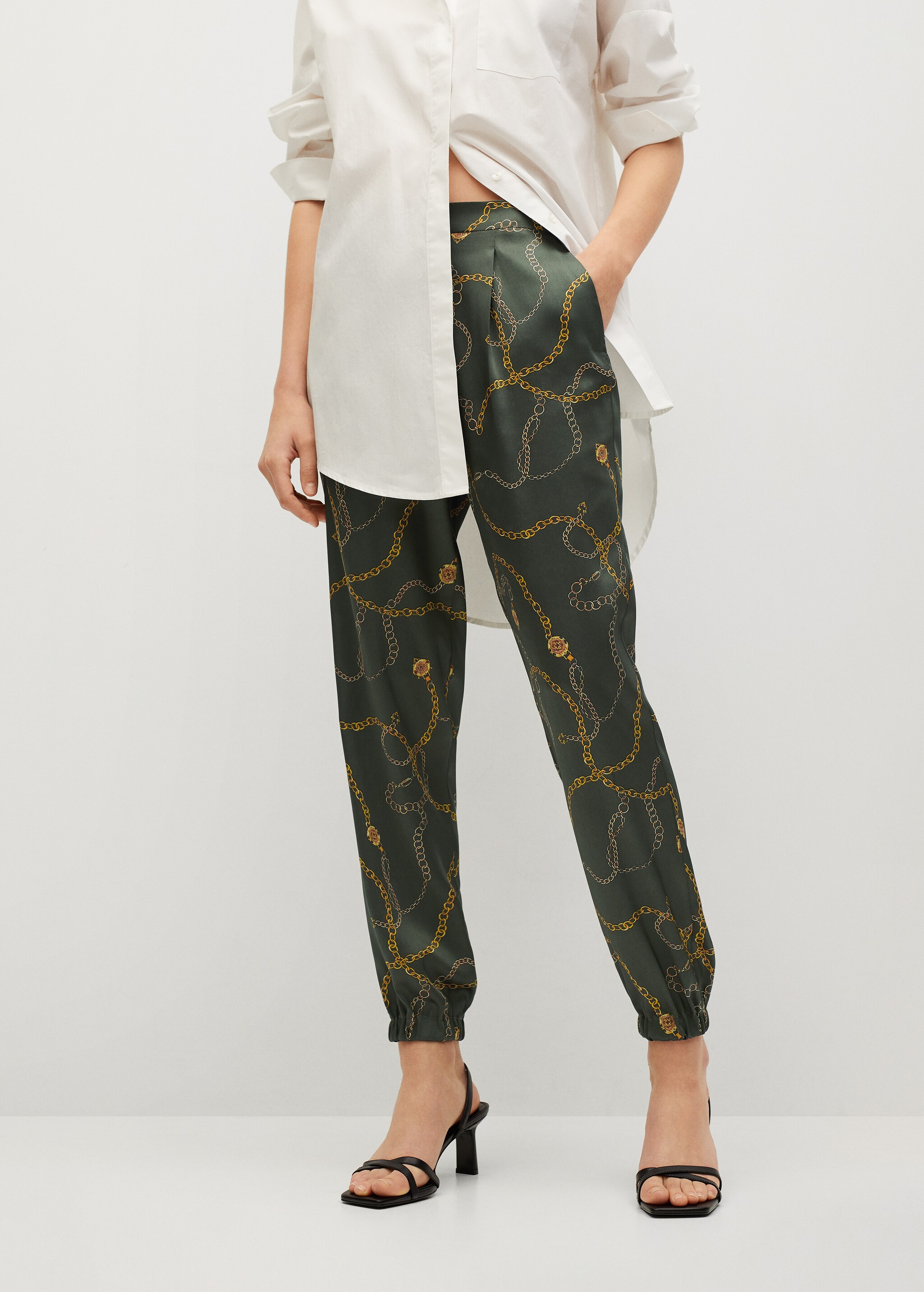Satin-finish trousers with pleat detail  - Medium plane