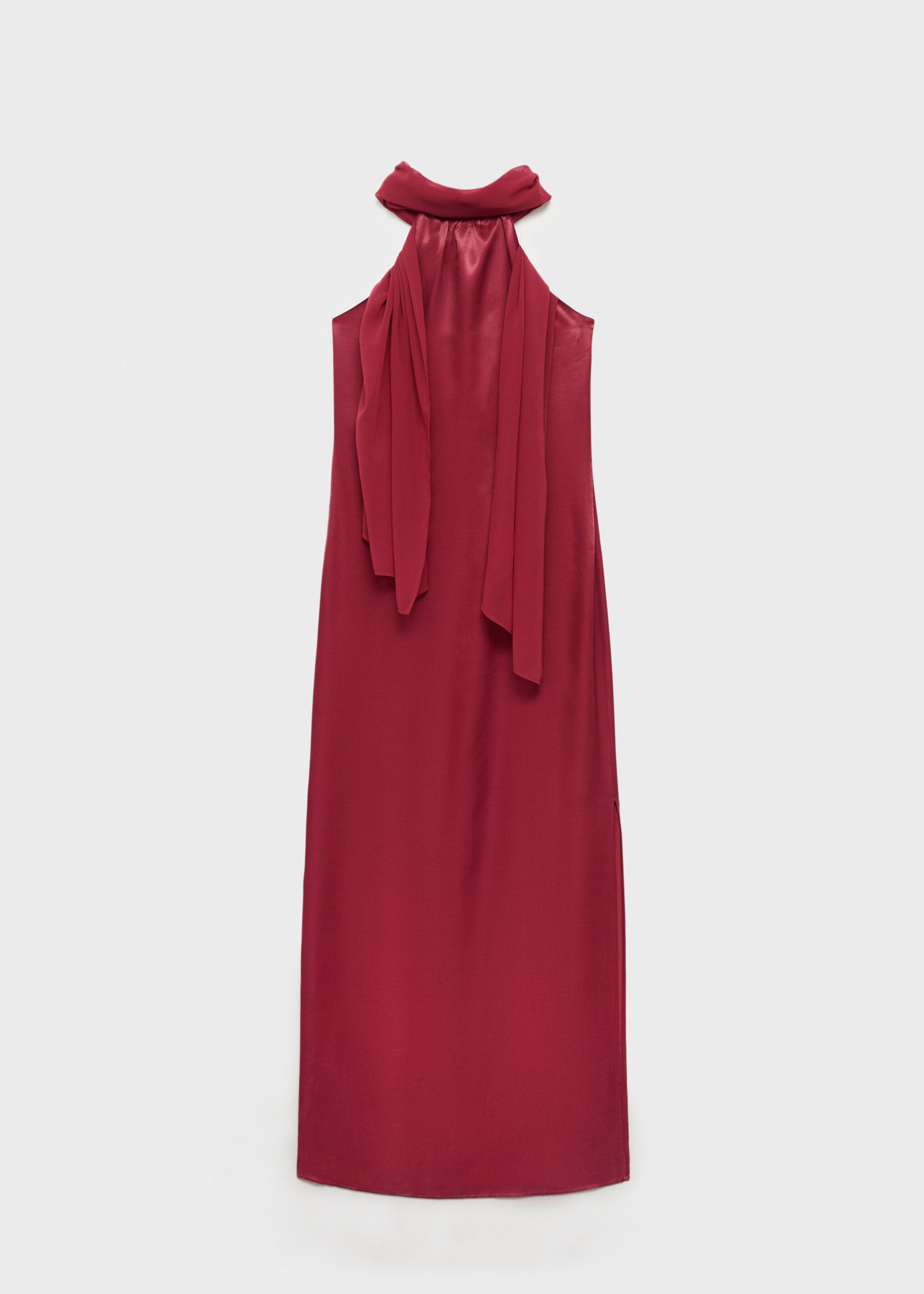 Satin halter neck dress - Article without model, Maroon. Ref: 87026364-00.