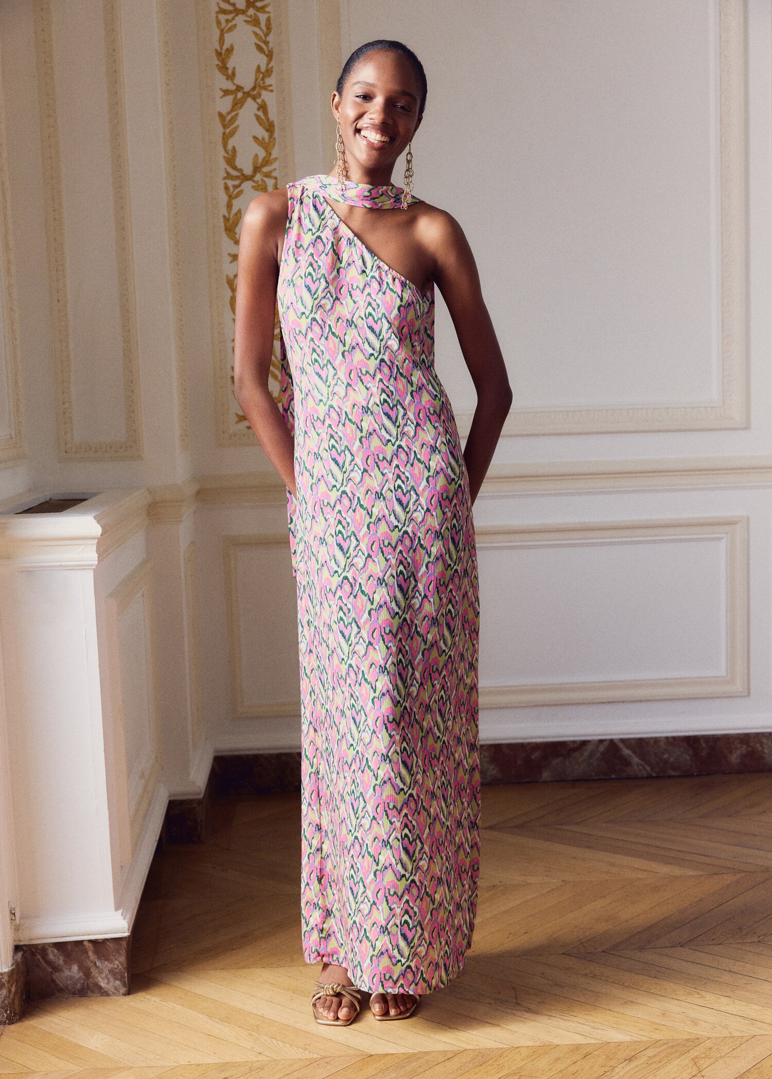 Bedrucktes Kleid mit Taillenband - Detail des Artikels 5