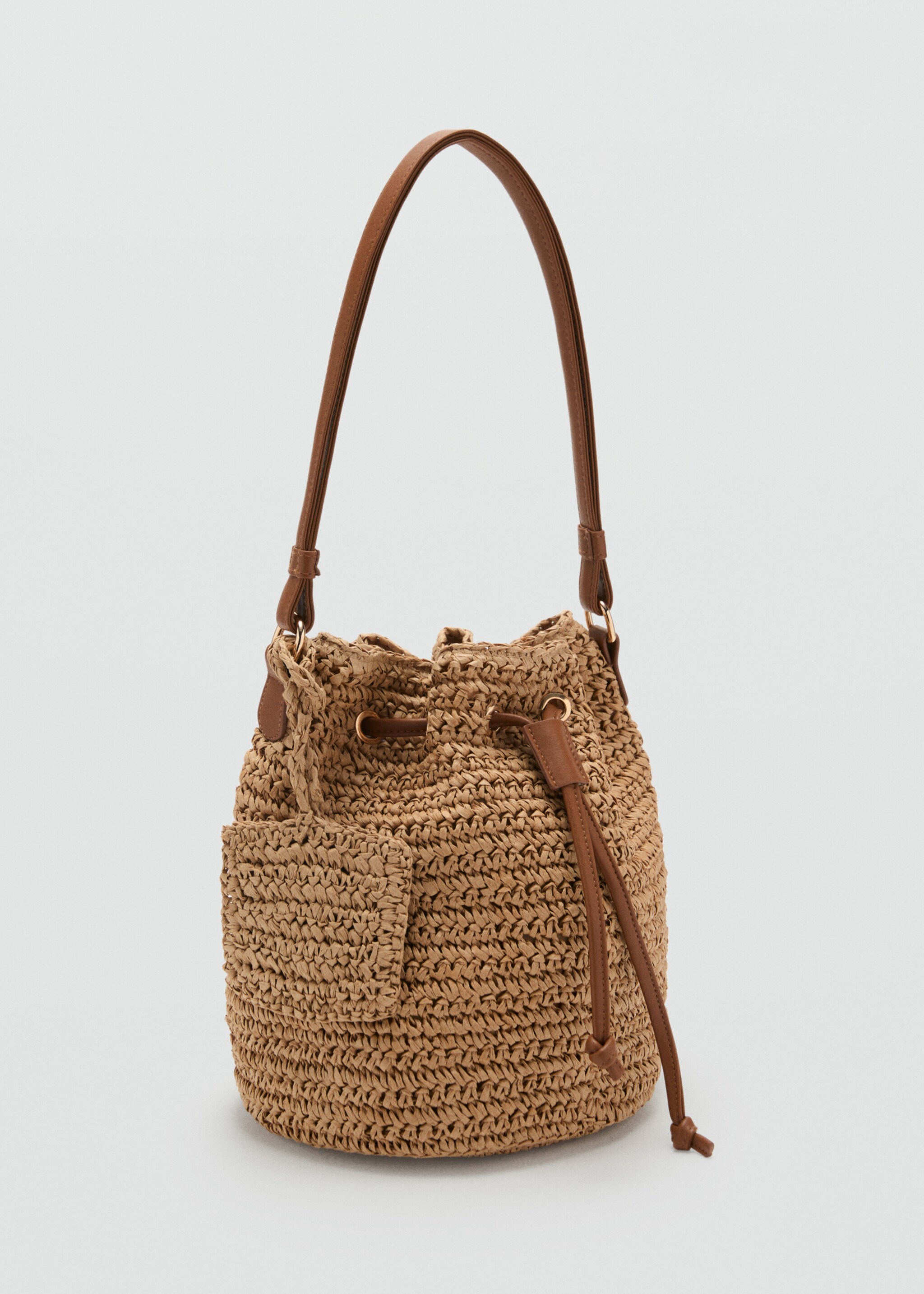 Sac porté épaule fibre naturelle - Plan moyen, Beige. Ref: 87026725-00.