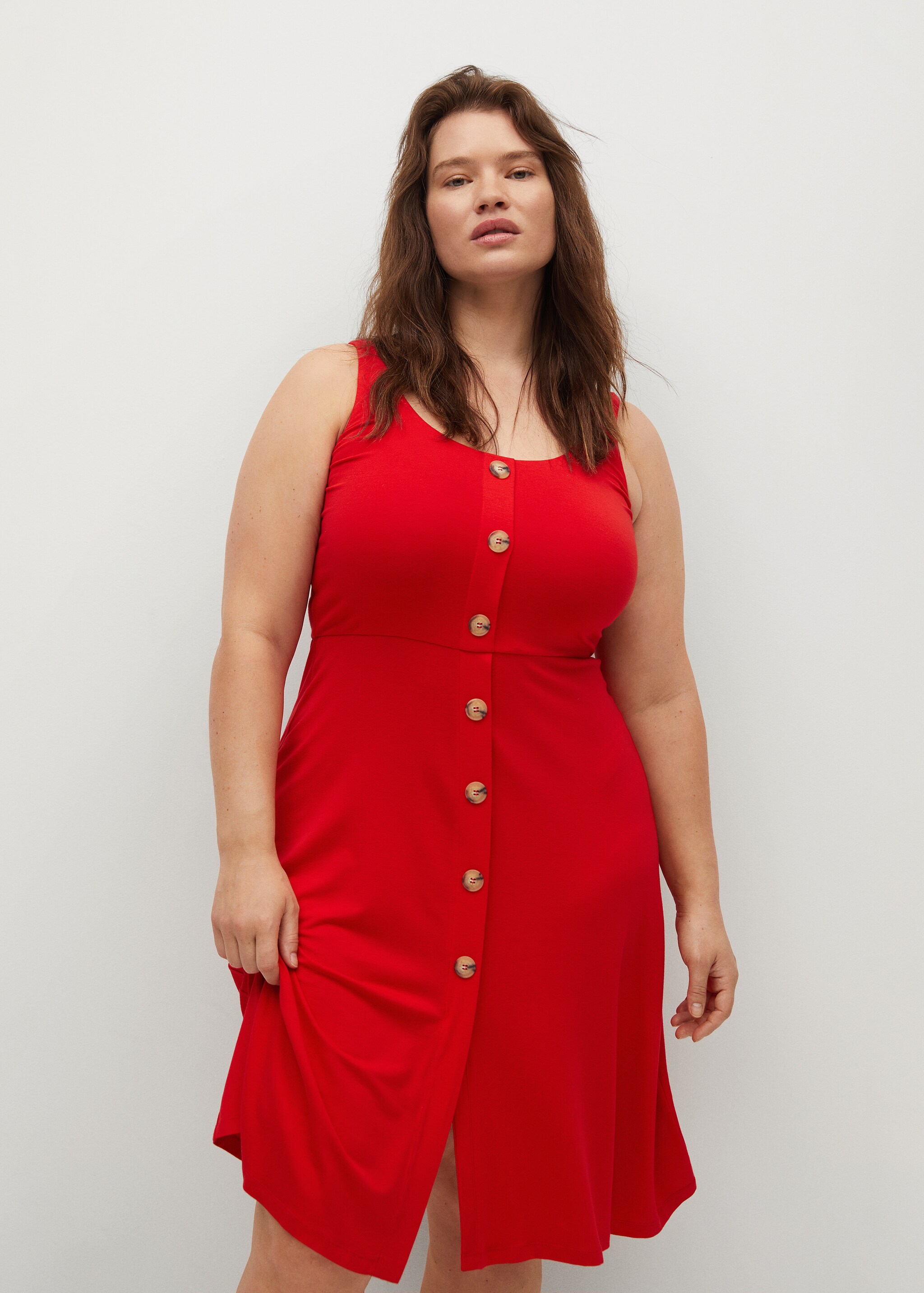 Vestido punto botones - Plano medio