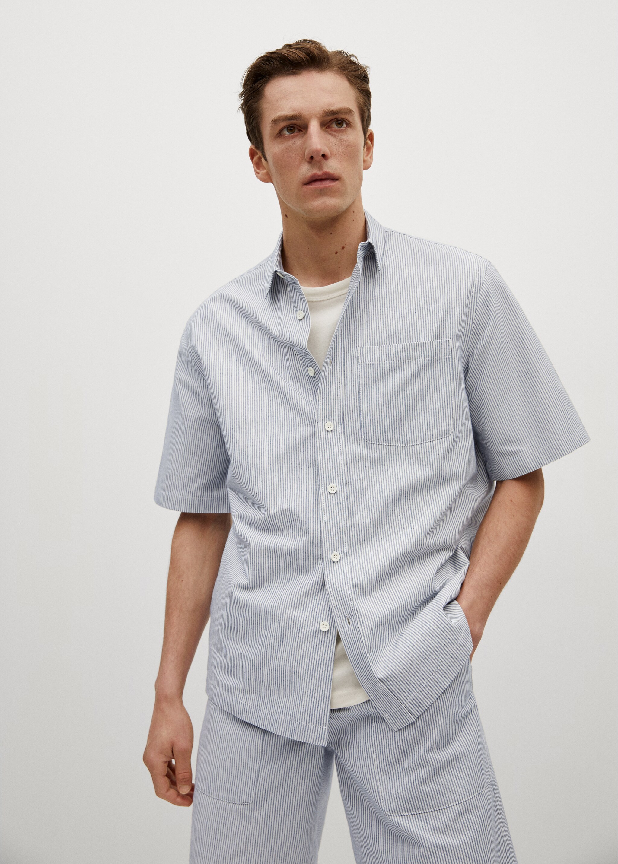 Camisa regular fit algodón rayas - Plano medio