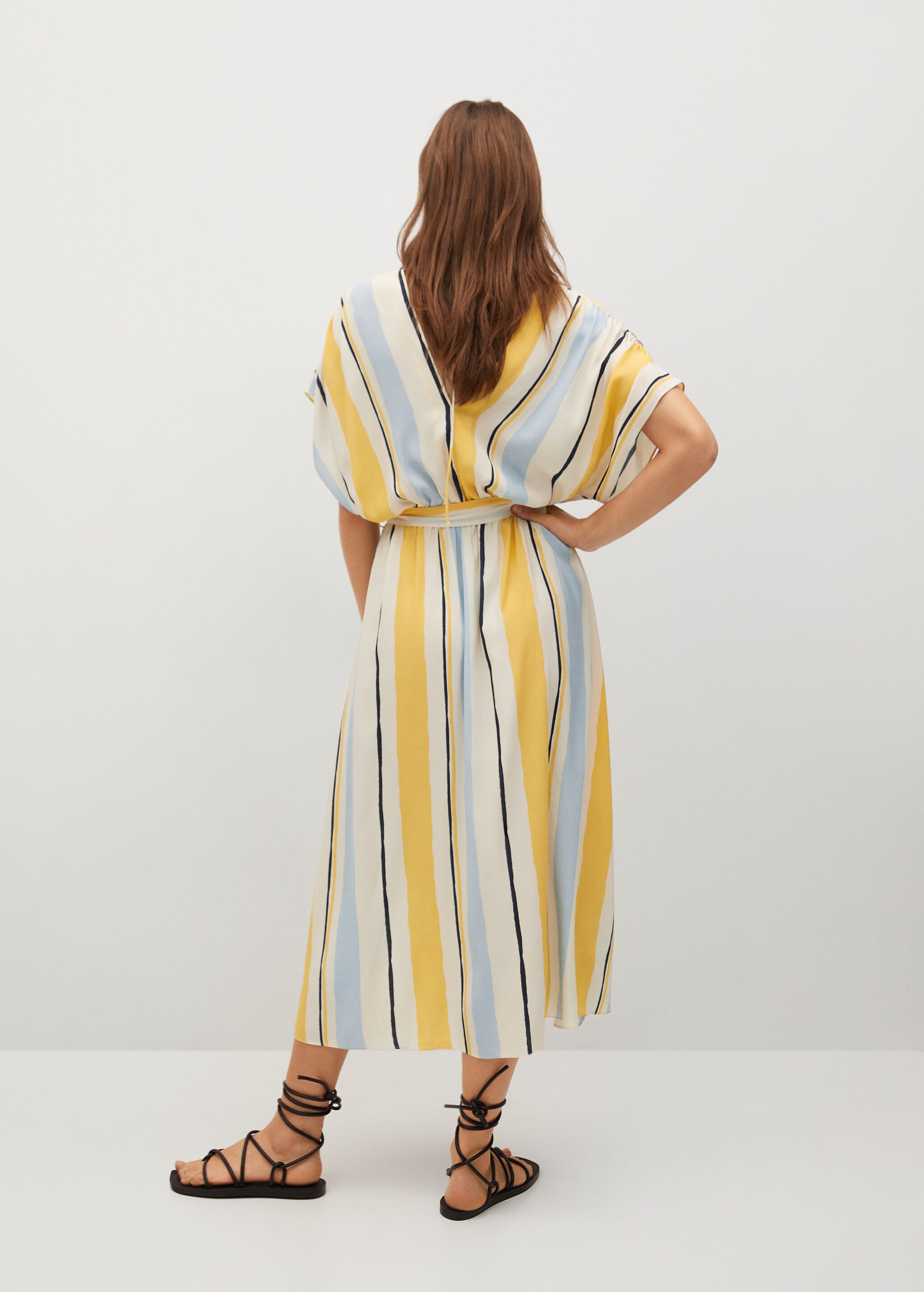 Vestido rayas cinturón - Reverso del artículo