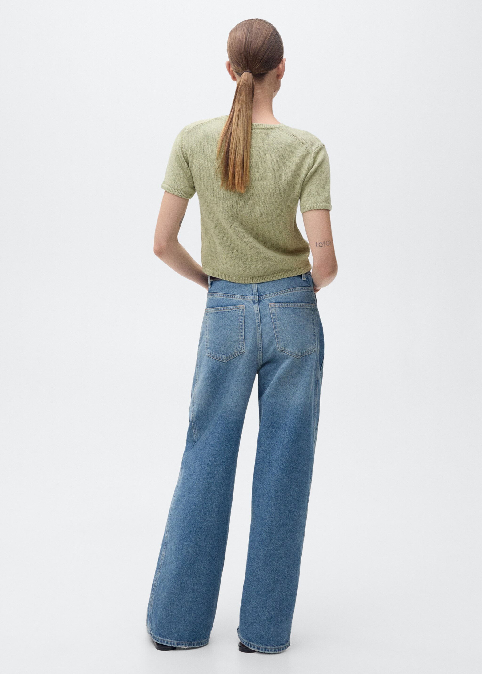 Jersei cotó punt màniga curta - Revers de l'article, Verd aigua. Ref: 87027166-00.