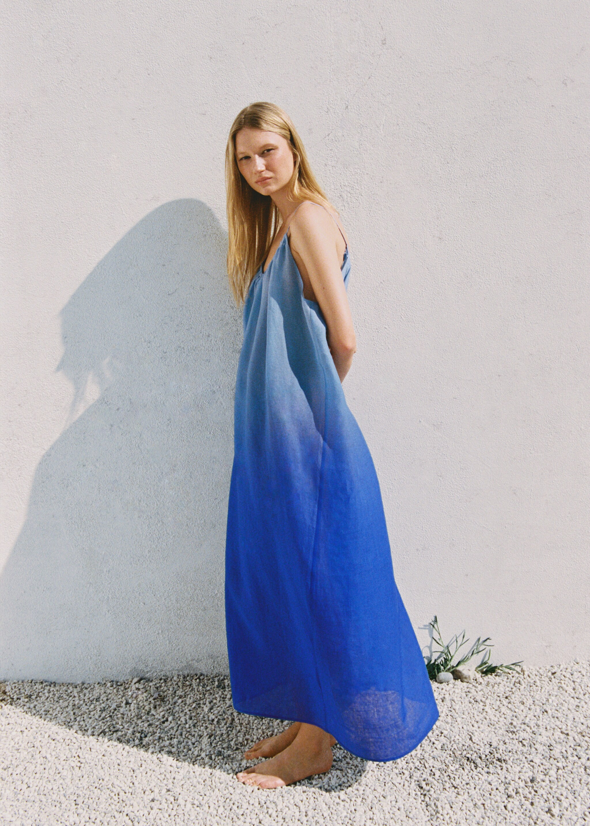 Chemise de nuit en ramie effet dégradé - Détail de l'article 7, Bleu. Ref: 87027171-00.