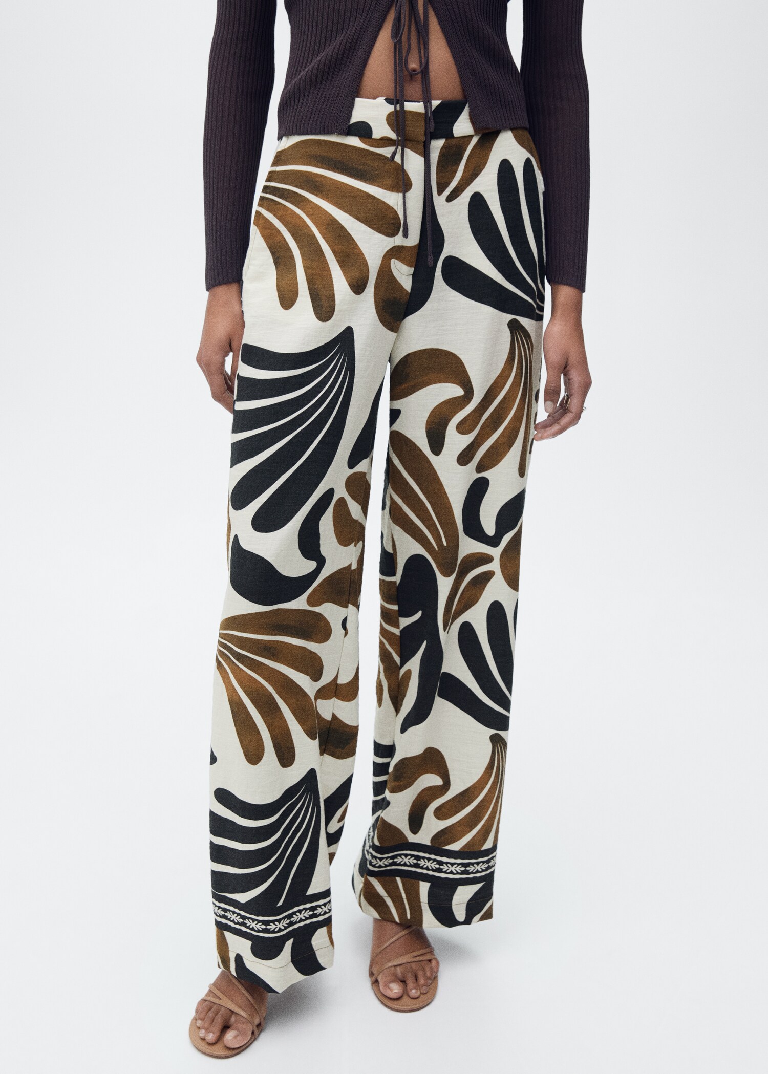 Wideleg-Hose mit abstraktem Print - Mittlere Ansicht