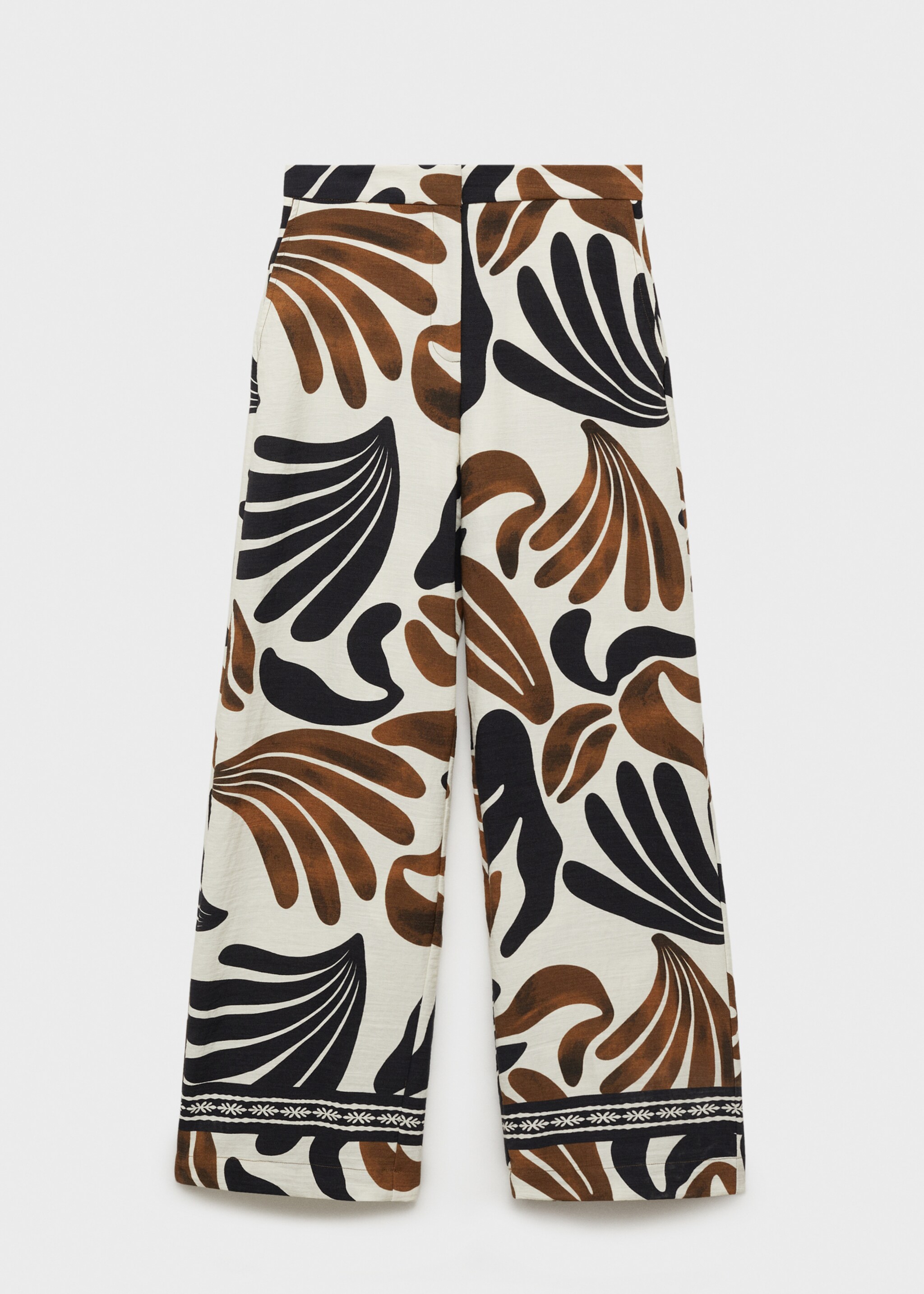 Wideleg-Hose mit abstraktem Print - Artikel ohne Model, Ecru. Ref: 87027176-00.