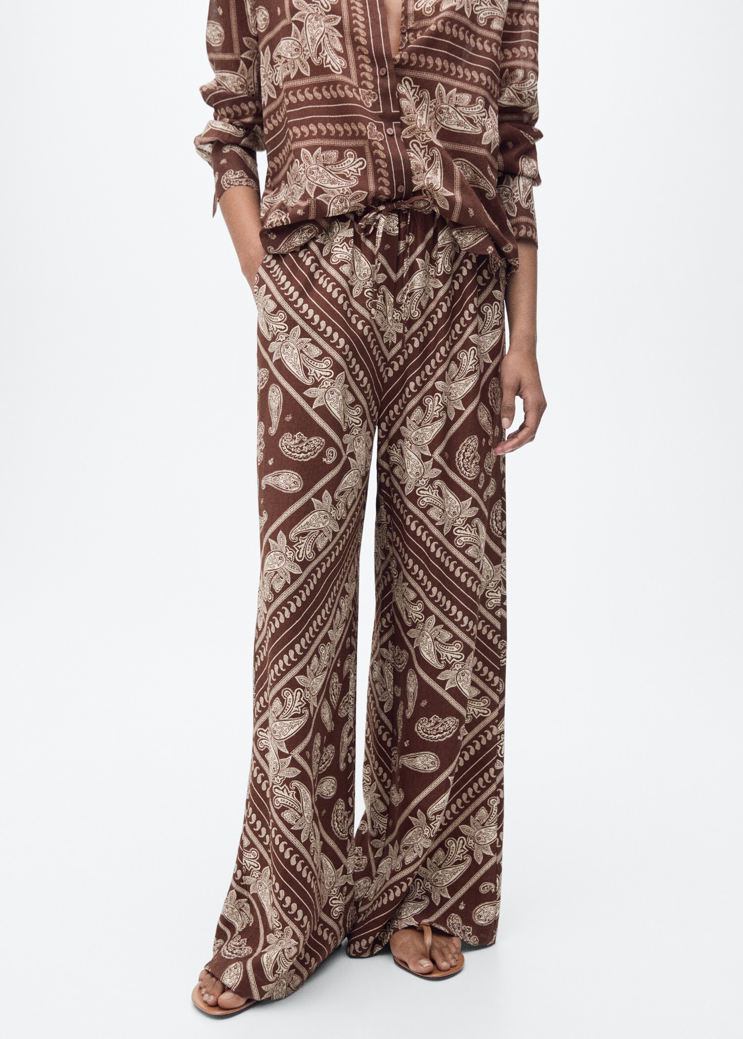 Paisley-print wide leg trousers - Medium plane