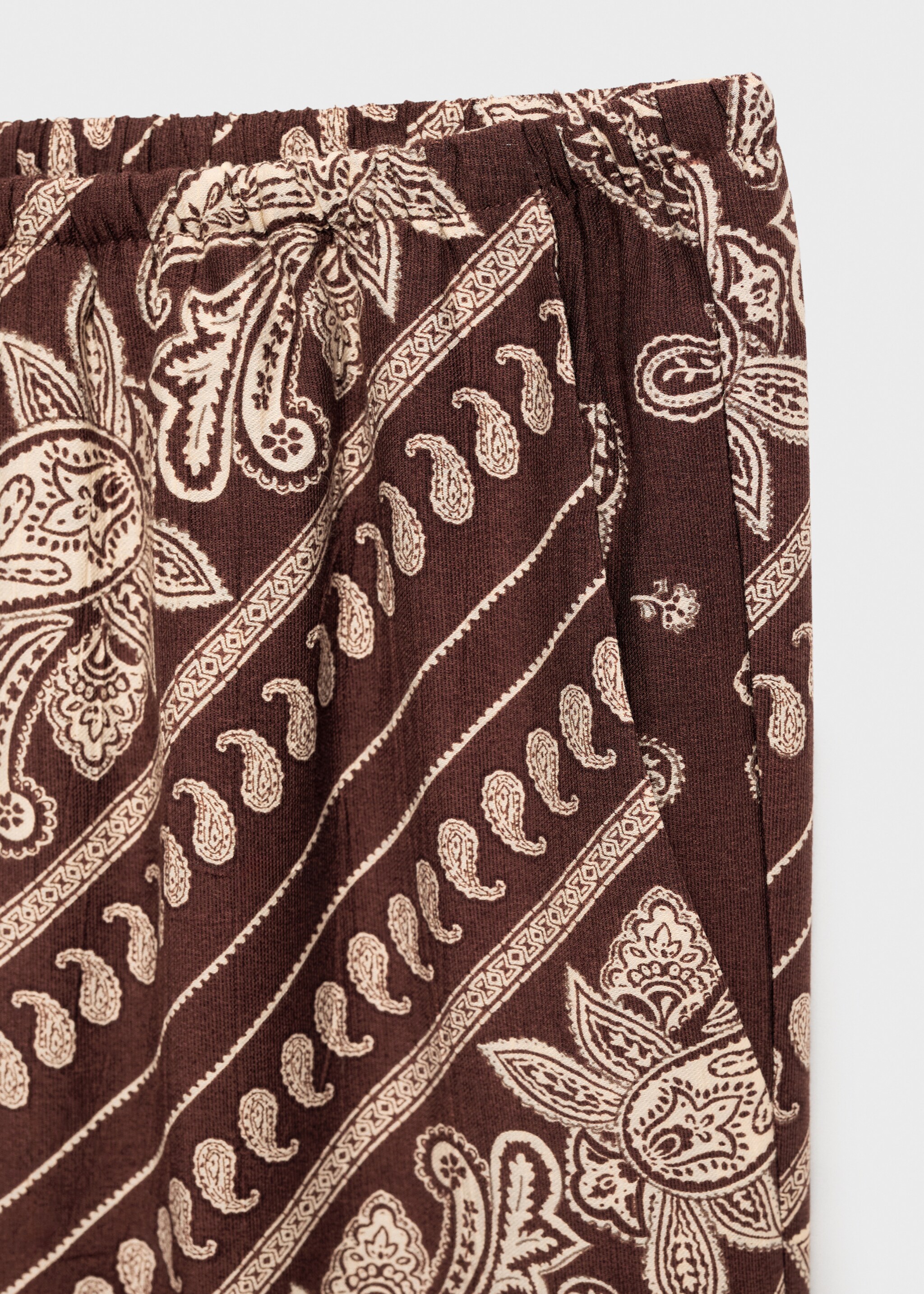 Paisley-print wide leg trousers - Details of the article 0, Brown. Ref: 87027177-00.