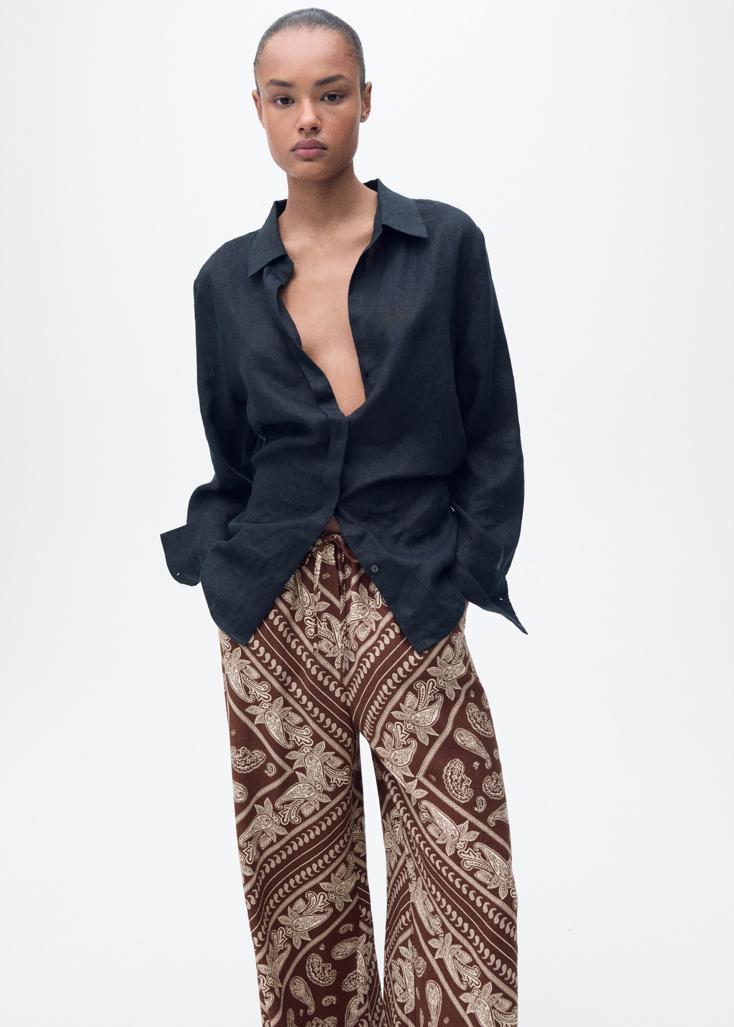 Paisley-print wide leg trousers - Details of the article 2