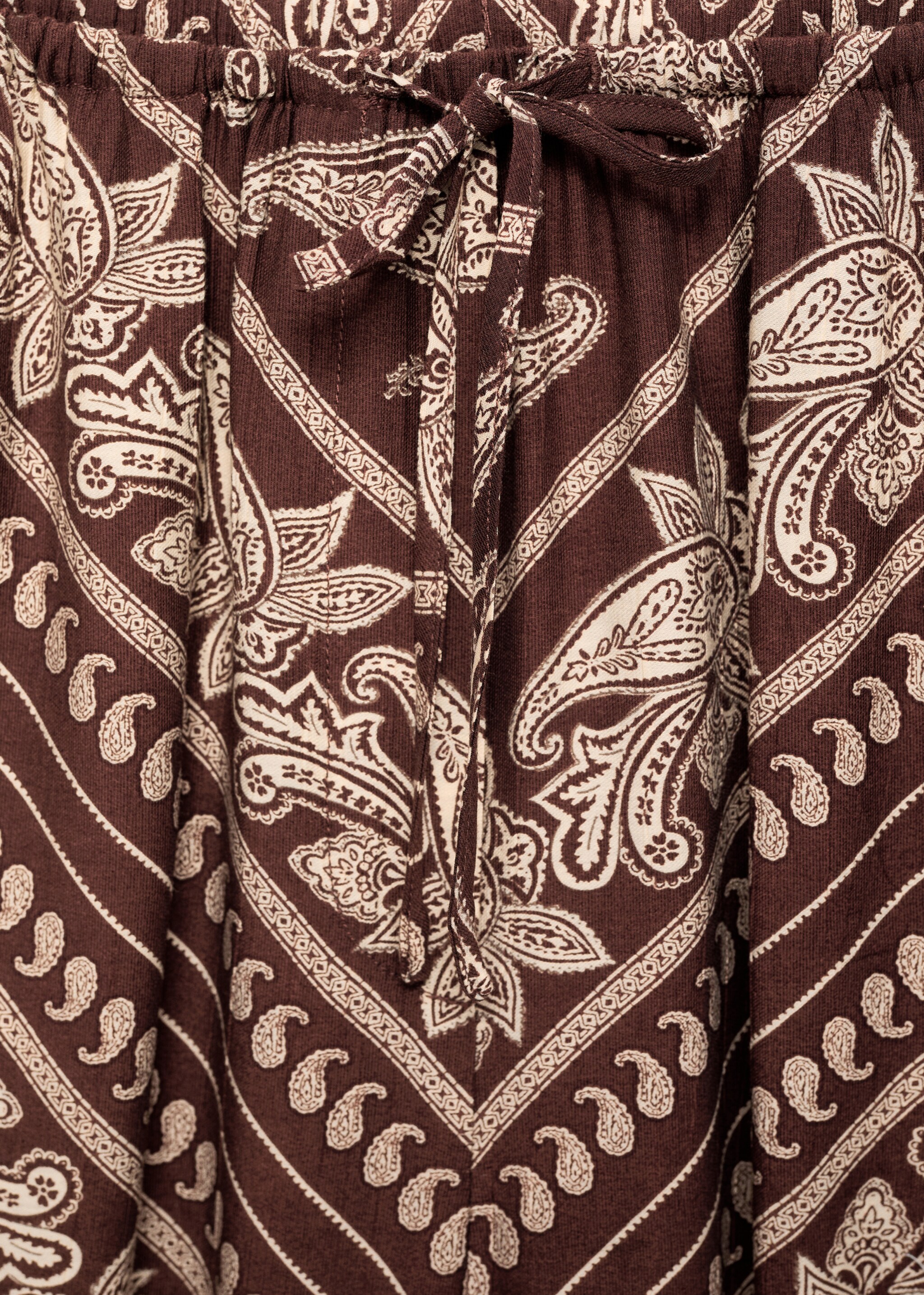 Paisley-print wide leg trousers - Details of the article 8, Brown. Ref: 87027177-00.