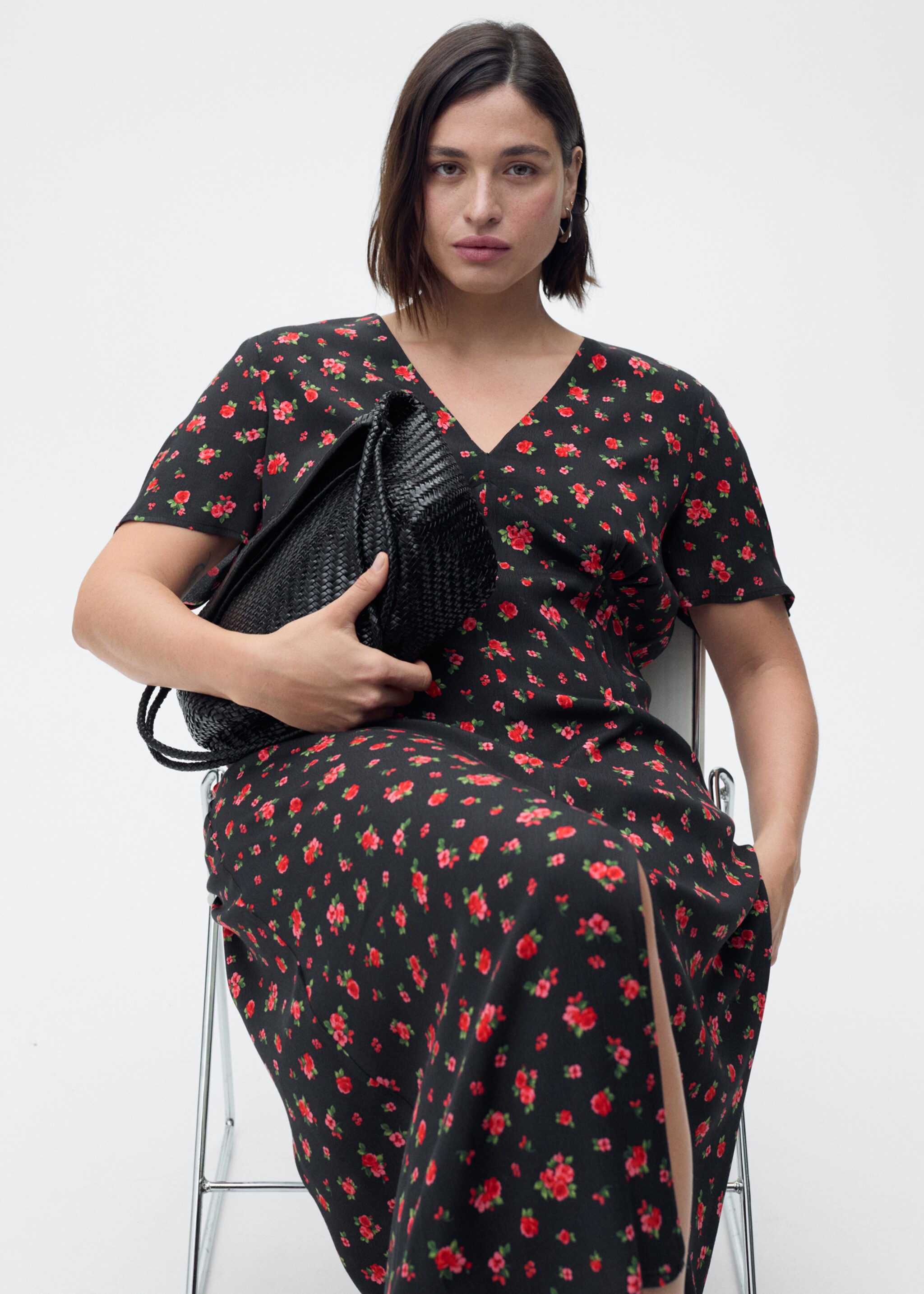 Blommig midikjol - Detaljer om artikeln 5, Svart. Ref: 87027183-00.